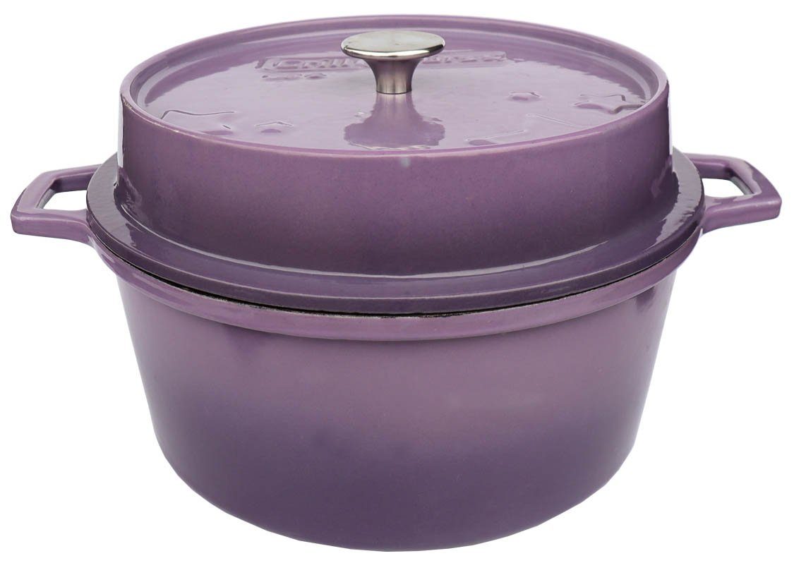 Grillfürst Bratentopf Grillfürst emaillierter Dutch Oven ohne Füsse DO6 - lila