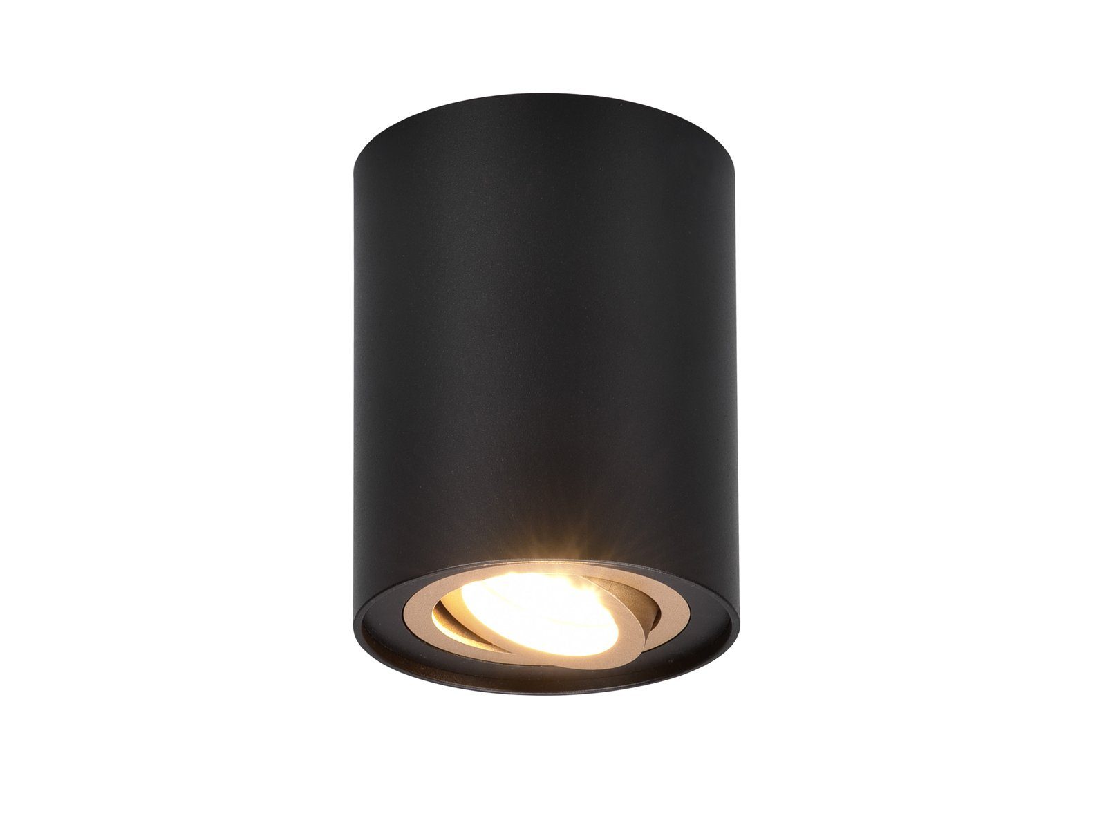 TRIO Leuchten LED Deckenstrahler, Dimmfunktion, LED wechselbar, Warmweiß, Aufbau-Spot Aufputz Strahler innen, Lichtspot Schwarz-Gold Ø 9,6cm