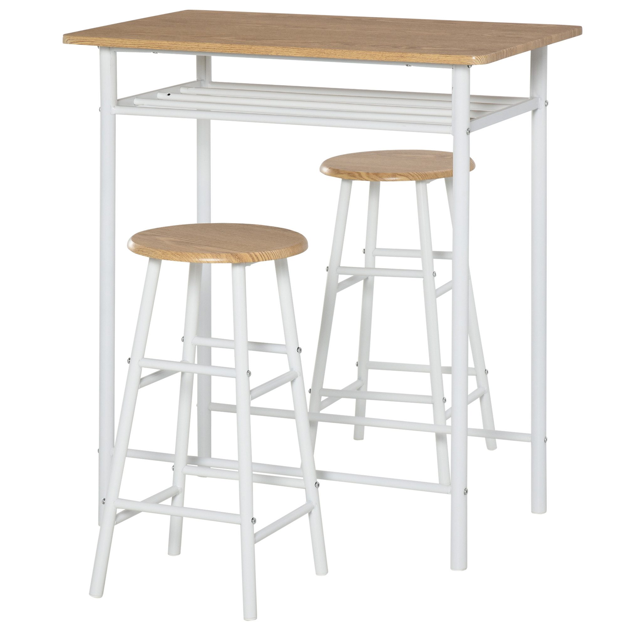 HOMCOM Bargruppe 3-teilig, mit Lagerregal, (Essgruppe, günstig online kaufen