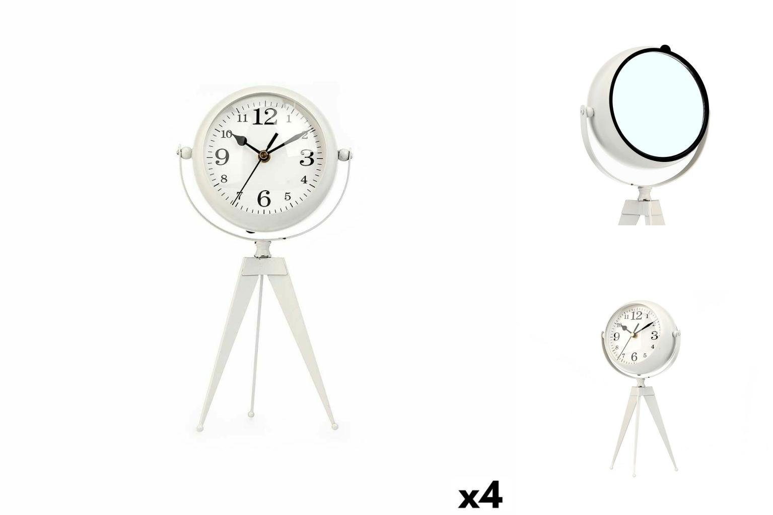 Gift Decor Uhr Tischuhr Stativ Weiß Metall 14 x 30 x 11 cm 4 Stück Wohnzimmer