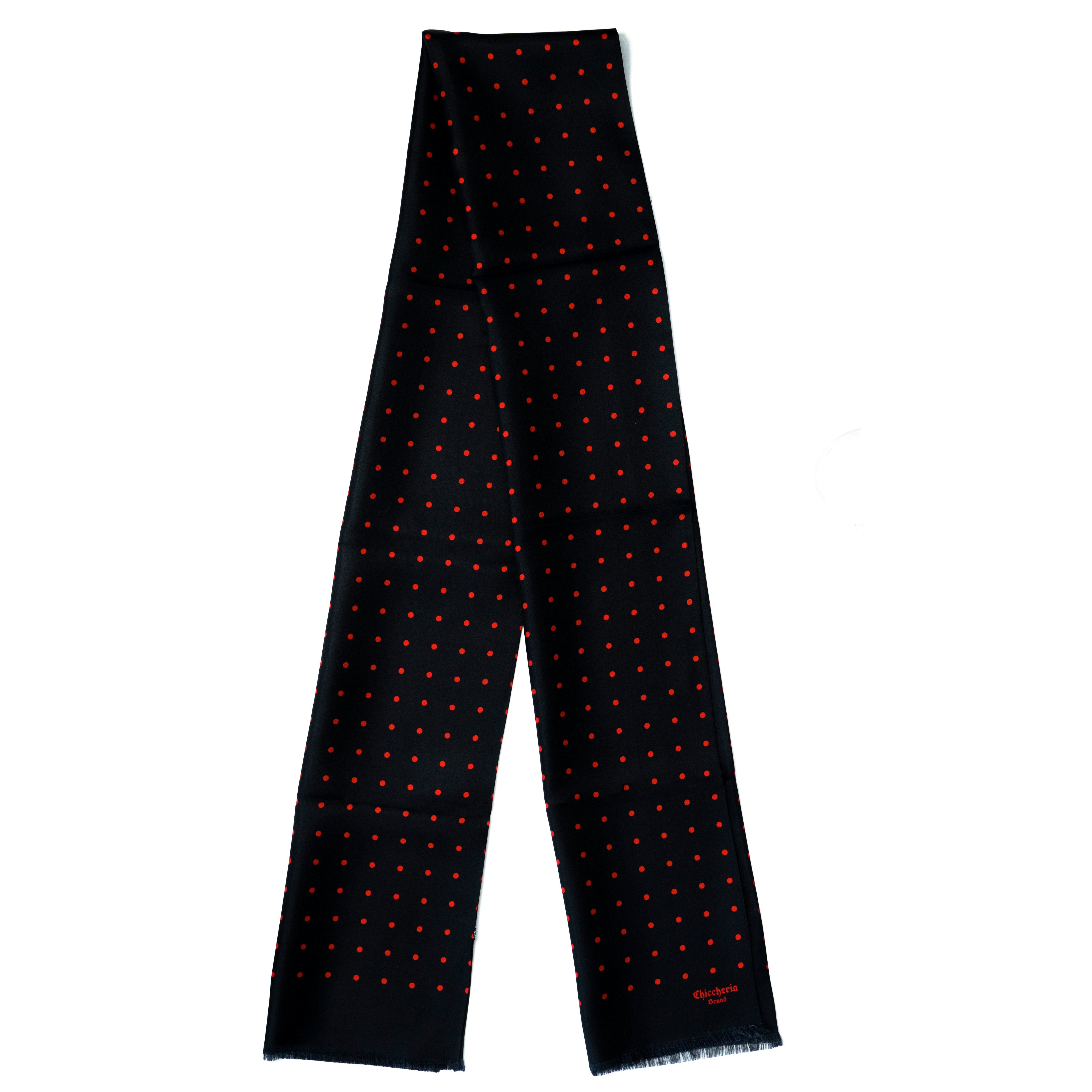 Made in Seidenschal Brand Italy Chiccheria BIG-DOTS, Schwarz-Rot