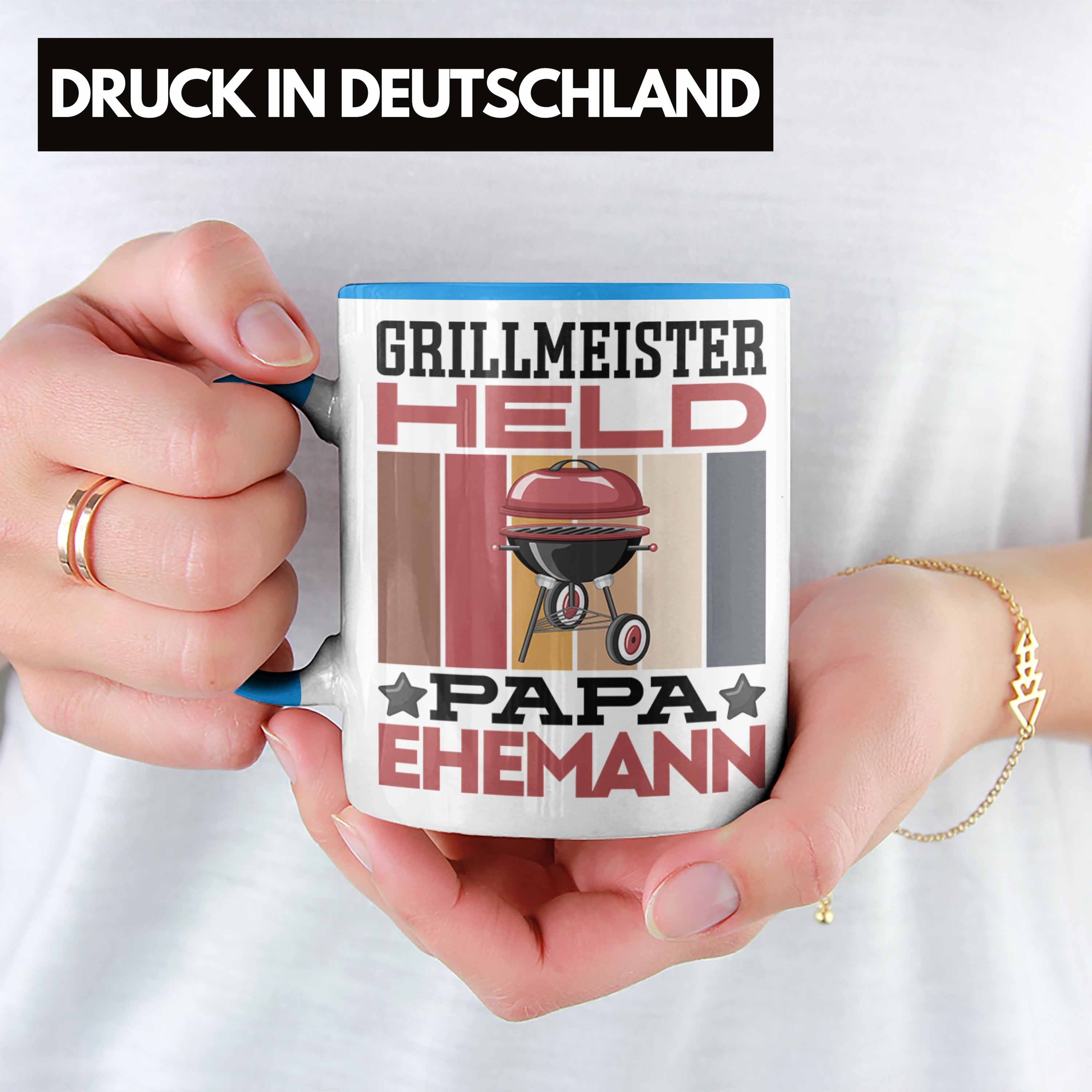 "Grillmeister Ehemann" Tasse Papa Papa Trendation Blau Geschenkidee Held Geschenk Vate Tasse