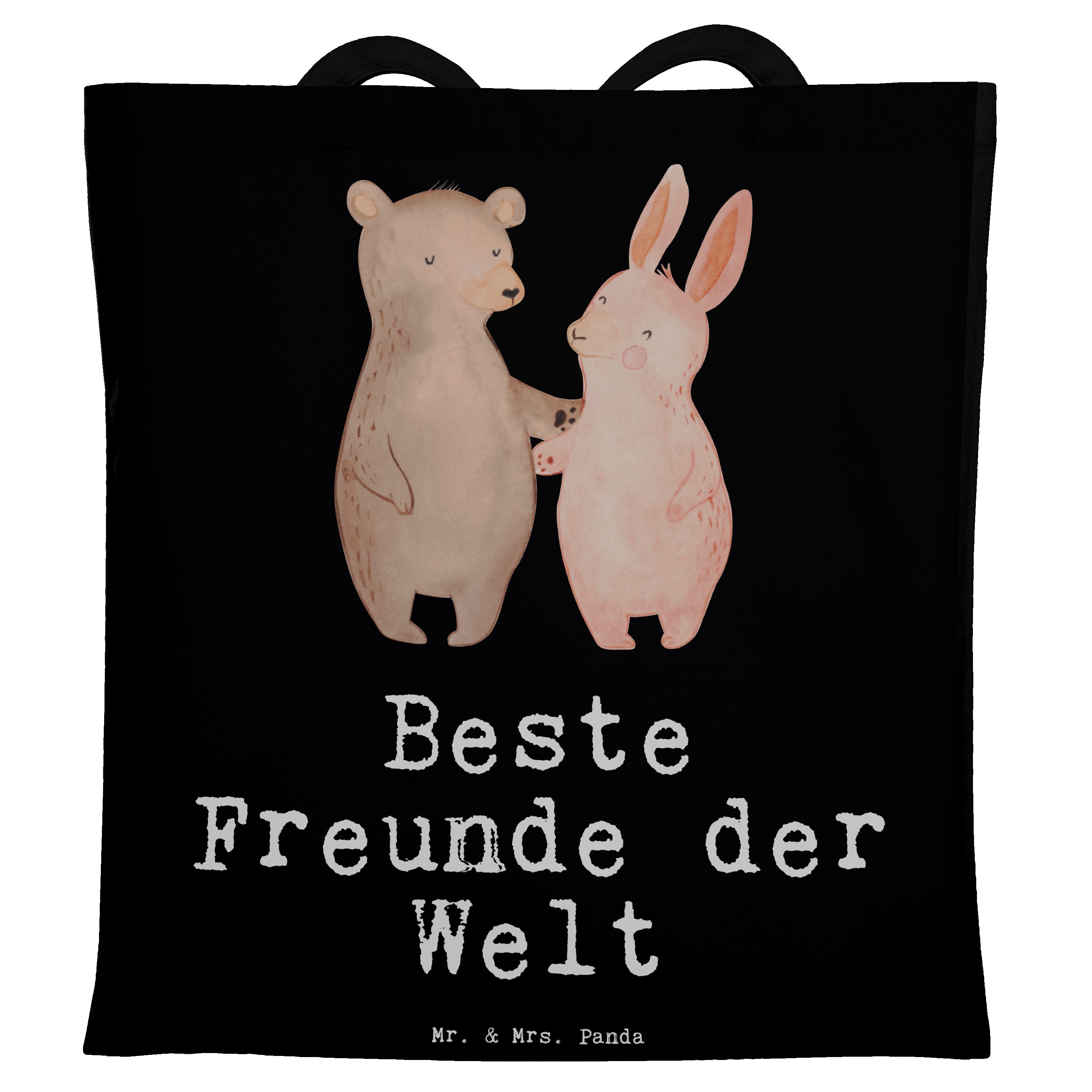 Hase Einkaufstas Panda Beste Mrs. (1-tlg) Beutel, Mr. der Welt Geschenk, & - Freunde - Tragetasche Schwarz