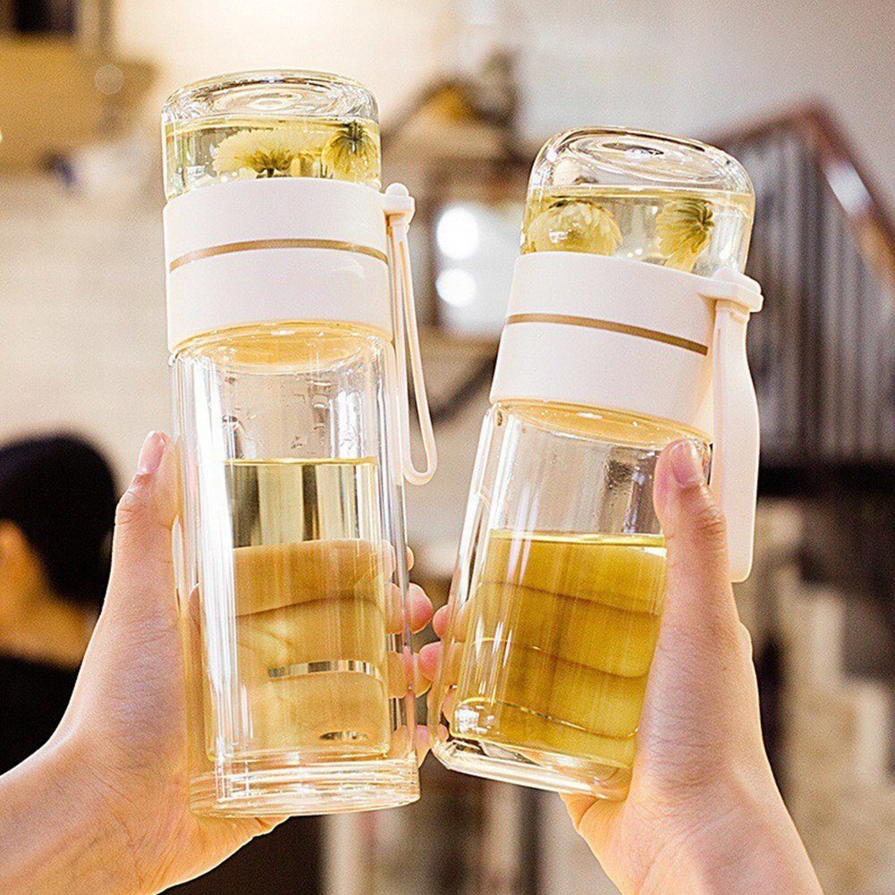 Tee-Wasser-Trenn-Glasbecher Blusmart Trinkflasche white Doppelschichtiger