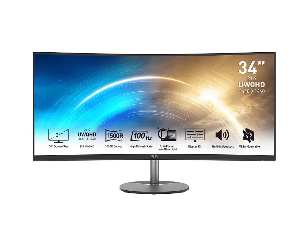 MSI PRO MP341CQ E12 LCD-Monitor (34 Zoll Curved Monitor mit UWQHD, 100 Hz, AMD FreeSync)