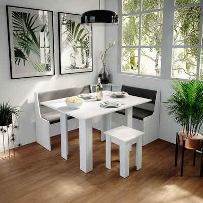 Vicco Sitzbank Küchenbank ROMAN 107 cm mit Truhe Weiß
