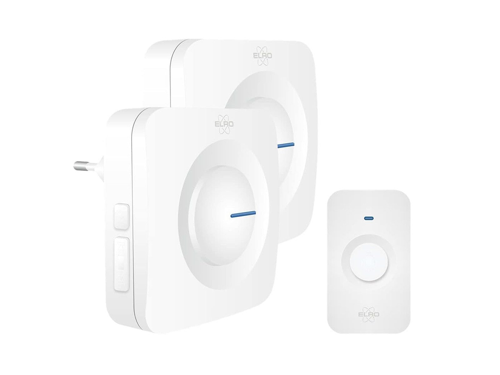 Elro Türklingel-Set, 2 Empfänger, 52 Klingeltöne, (3-tlg), Funkklingel mit Batterie Klingelanlage mit 2 Türgongs für Schwerhörige