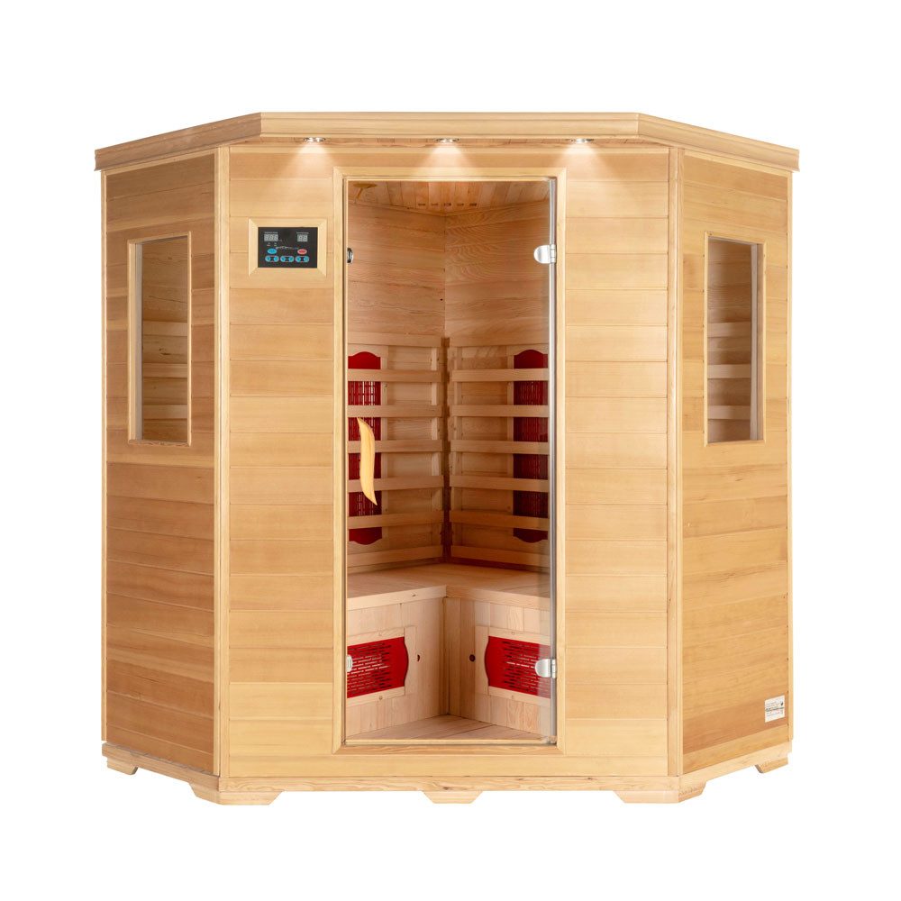 HOME DELUXE Infrarotkabine REDSUN XXL, BxTxH: 150 x 150 x 190 cm, (Komplettset) 8 Hochleistungs-Infrarotstrahler, für 4 Personen l Infrarotsauna