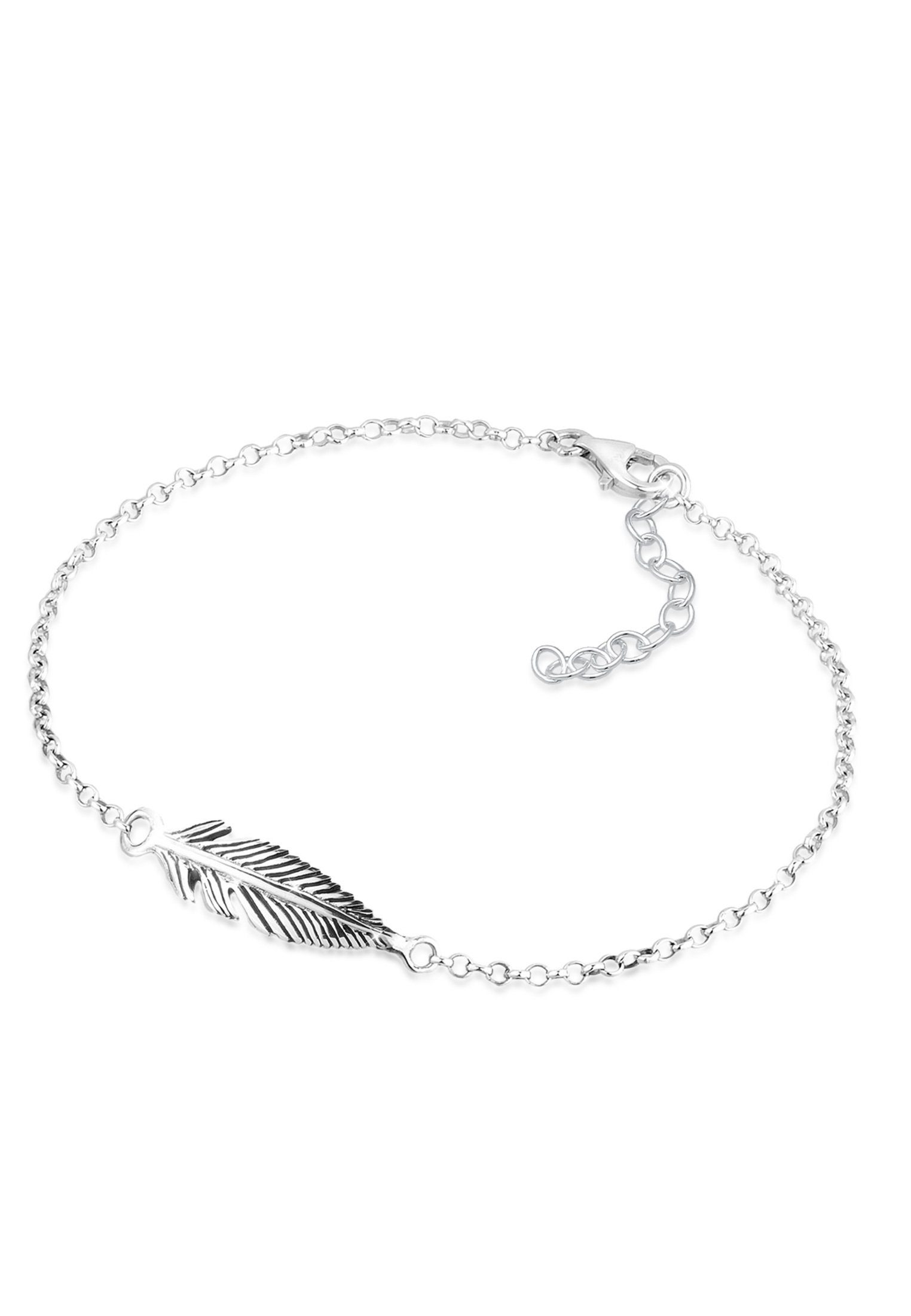 Elli Armband Feder 925 Sterling Silber, Feder Schwarz