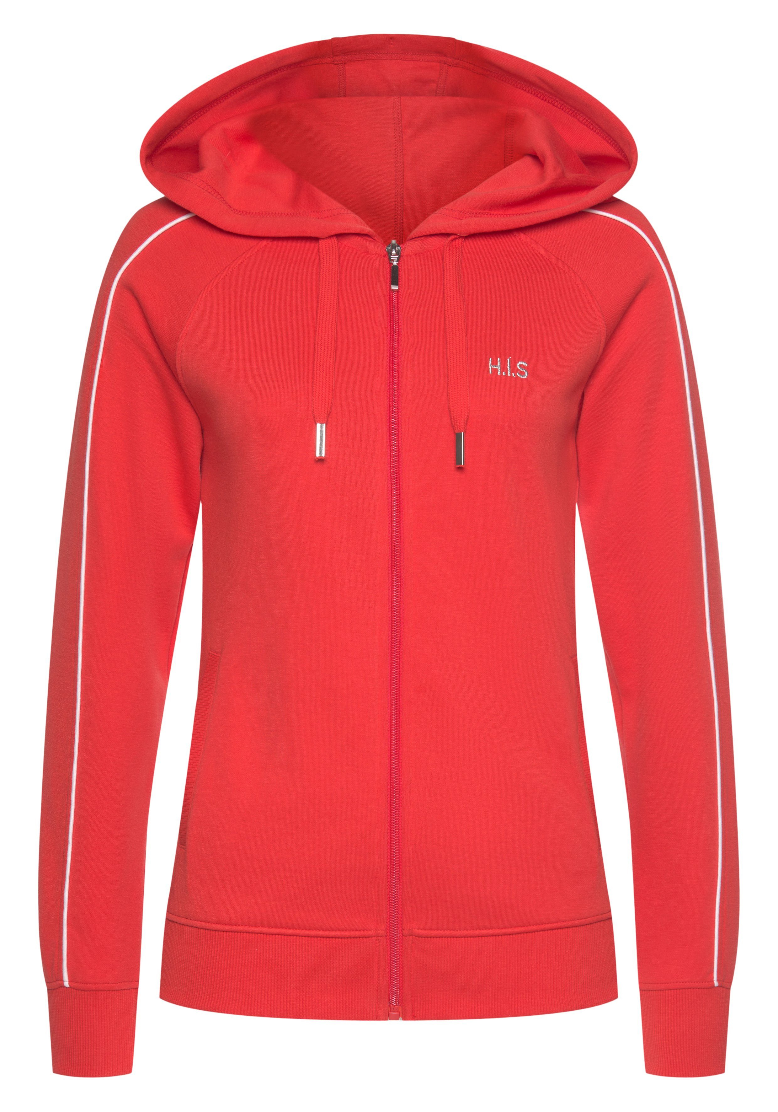 H.I.S Kapuzensweatjacke mit Piping an den Ärmeln, Loungeanzug