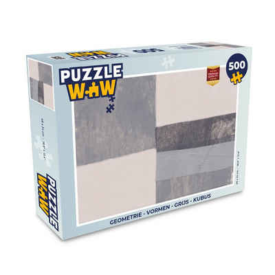 MuchoWow Puzzle Geometrie - Formen - Grau - Würfel, 500 Puzzleteile, Foto-Puzzle, Bilderrätsel, Puzzlespiele, Spielzeug