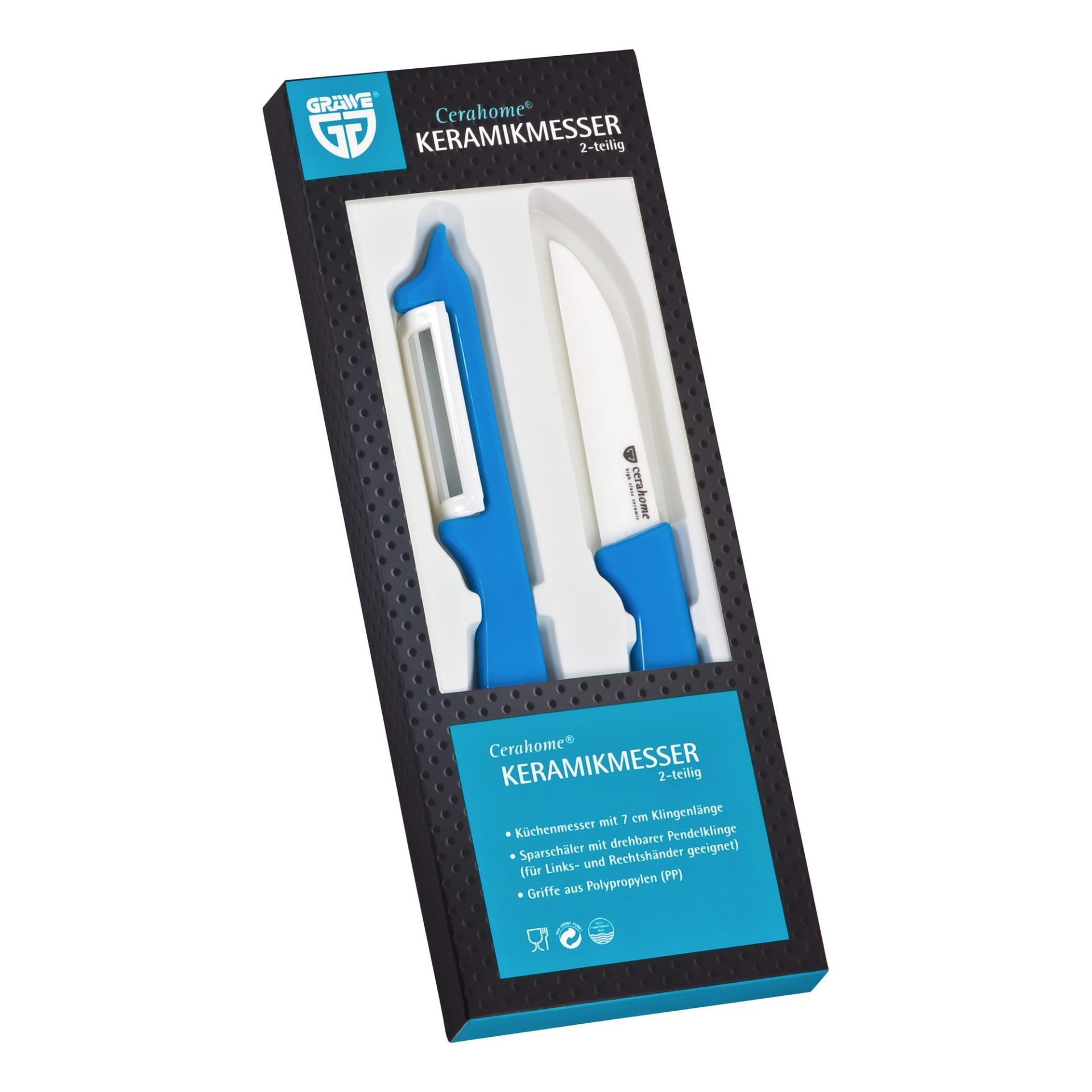 GRÄWE Gemüsemesser 2er Set Messer + Schäler Keramik-Klinge, Gemüsemesser-Set (Messer + Schäler)