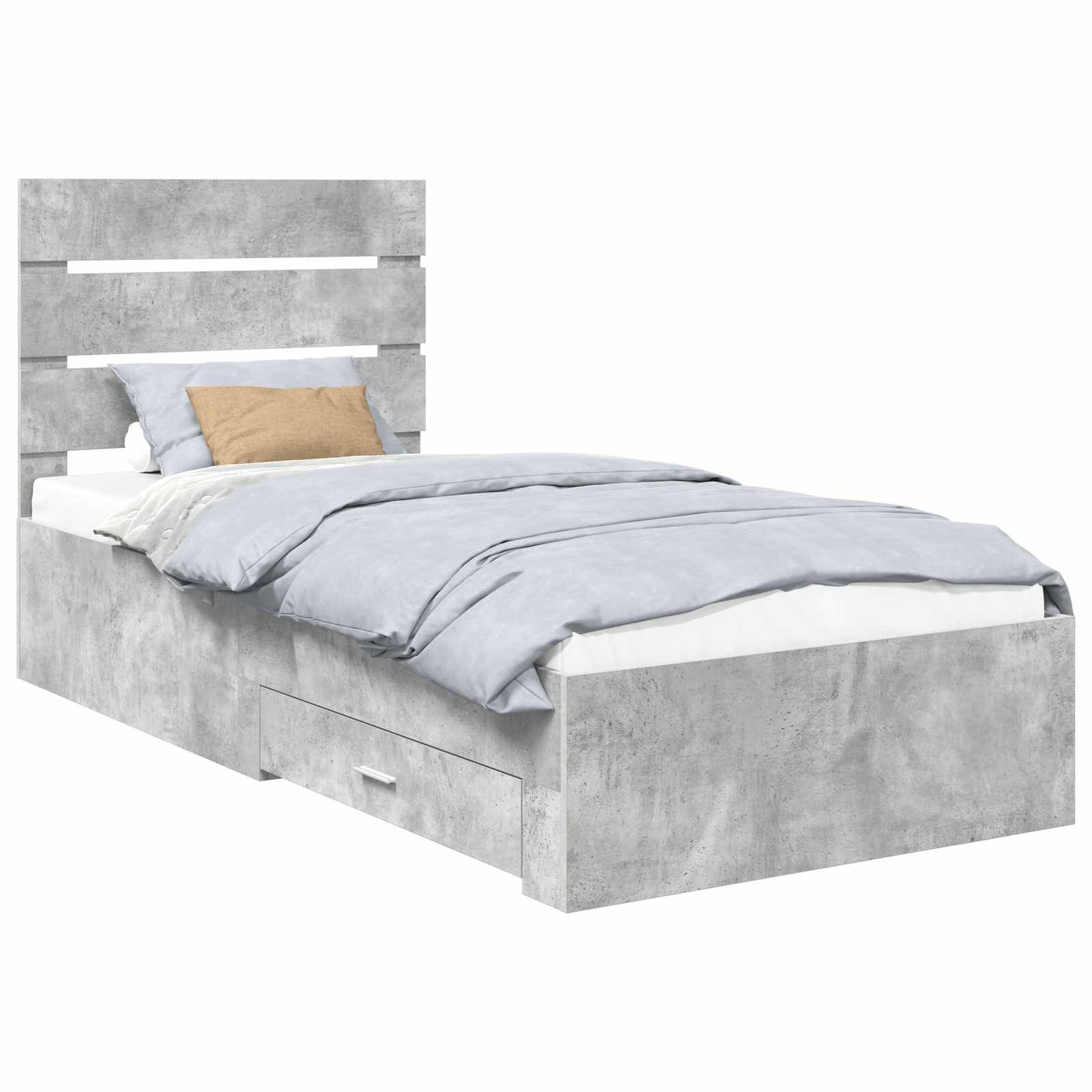 vidaXL Bettgestell Bettrahmen mit Schubladen Betongrau 90 x 200 cm Holzwerkstoff (1-tlg)