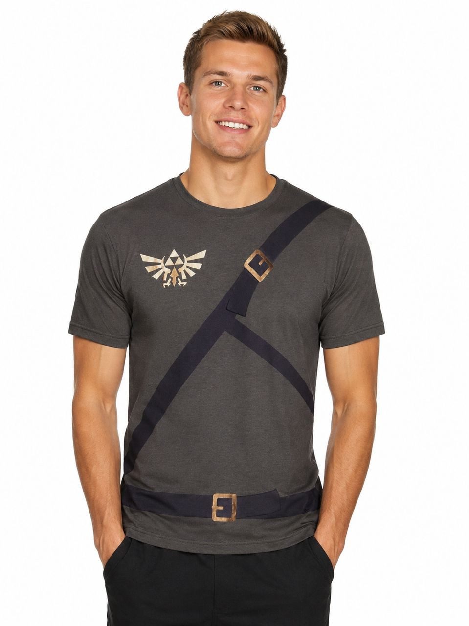 The Legend of Zelda Print-Shirt Zelda Herren T-Shirt Link Kostüm Olivgrün Offiziell Lizenziert ZELDA MERCH T-SHIRT TRIFORCE LOGO