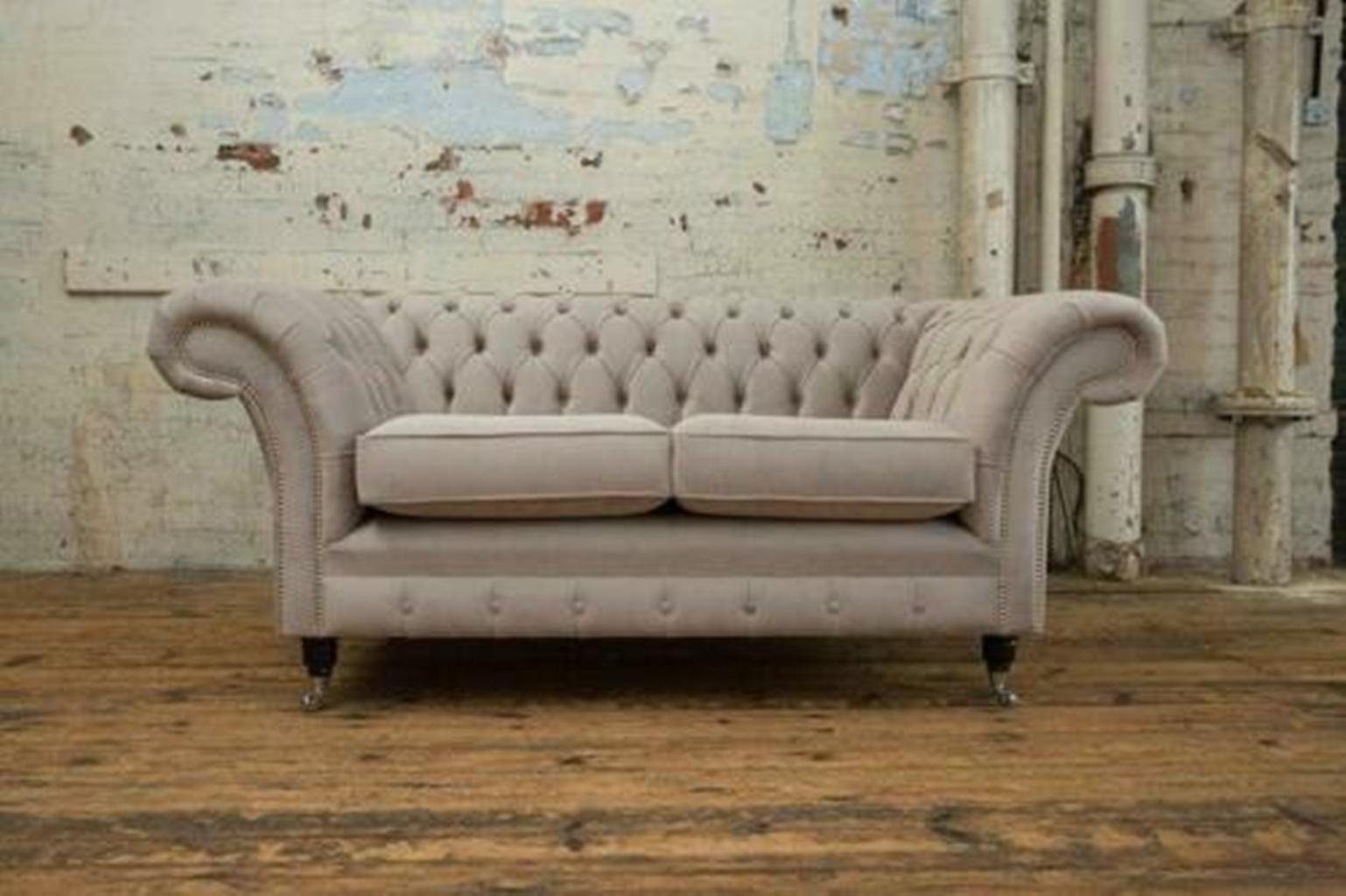 Sitzer JVmoebel Polster 2 Chesterfield Couch Stoff Couchen Sofa Sofas Chesterfield-Sofa,