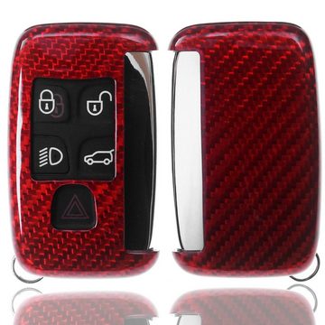 T-Carbon Schlüsseltasche Auto Schlüssel Carbon-Optik Schutz Hülle Rot, für Land Rover Evogue LV DisHardcovery 4 KEYLESS SMARTKEY
