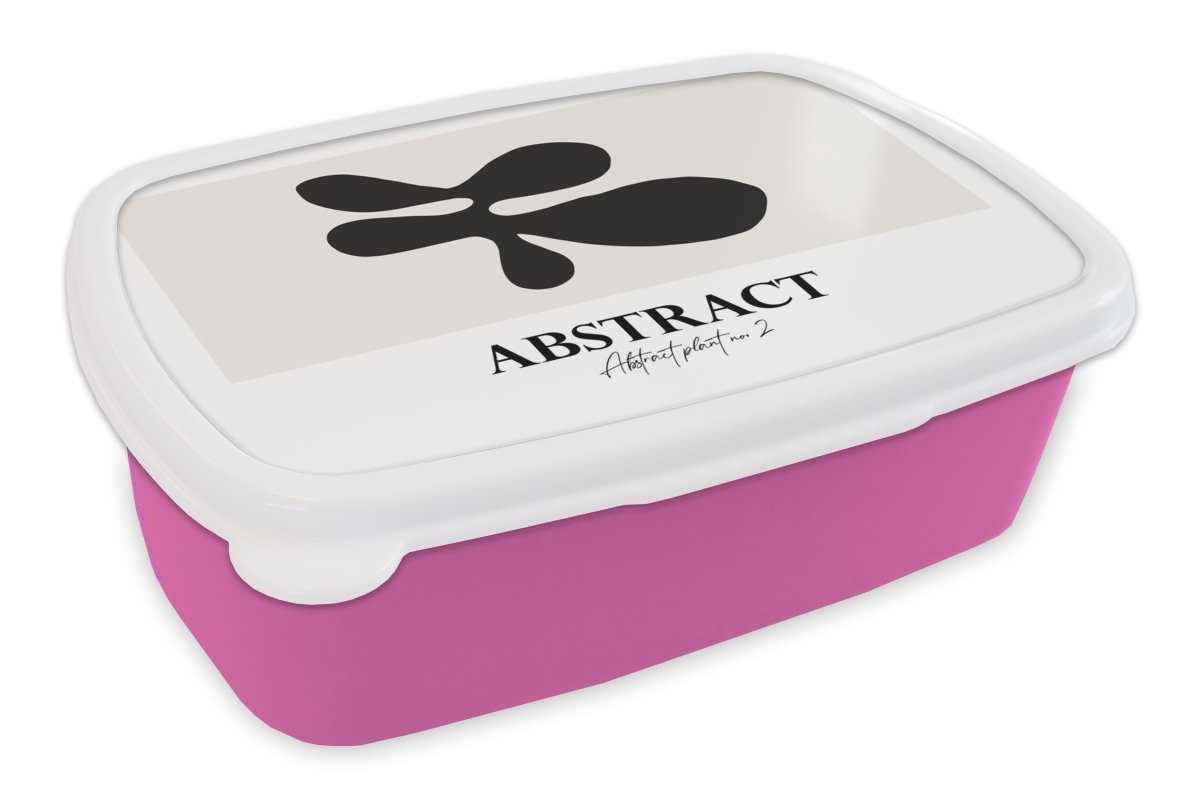 MuchoWow Lunchbox Schwarz - Beige - Abstrakt, Kunststoff, (2-tlg), Brotbox für Erwachsene, Brotdose Kinder, Snackbox, Mädchen, Kunststoff rosa