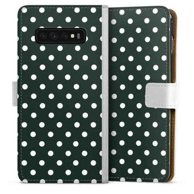 DeinDesign Handyhülle Punkte Retro Polka Dots Polka Dots - schwarz und weiß, Samsung Galaxy S10 Plus Hülle Handy Flip Case Wallet Cover