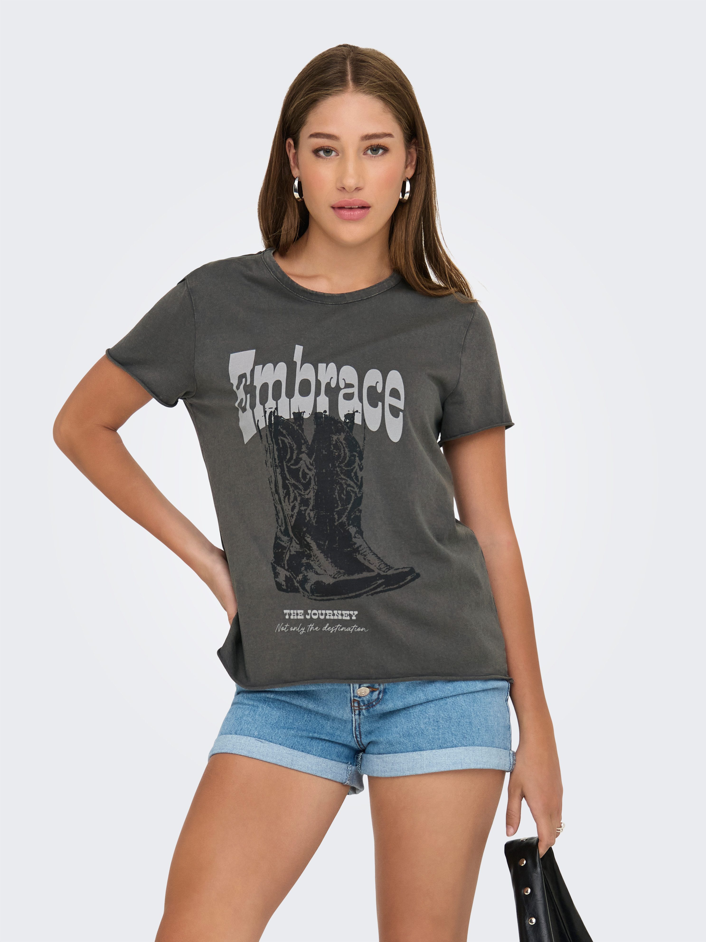 ONLY Rundhalsshirt ONLLUCY REG S/S TOP JRS NOOS unterschiedlich bedruckt günstig online kaufen