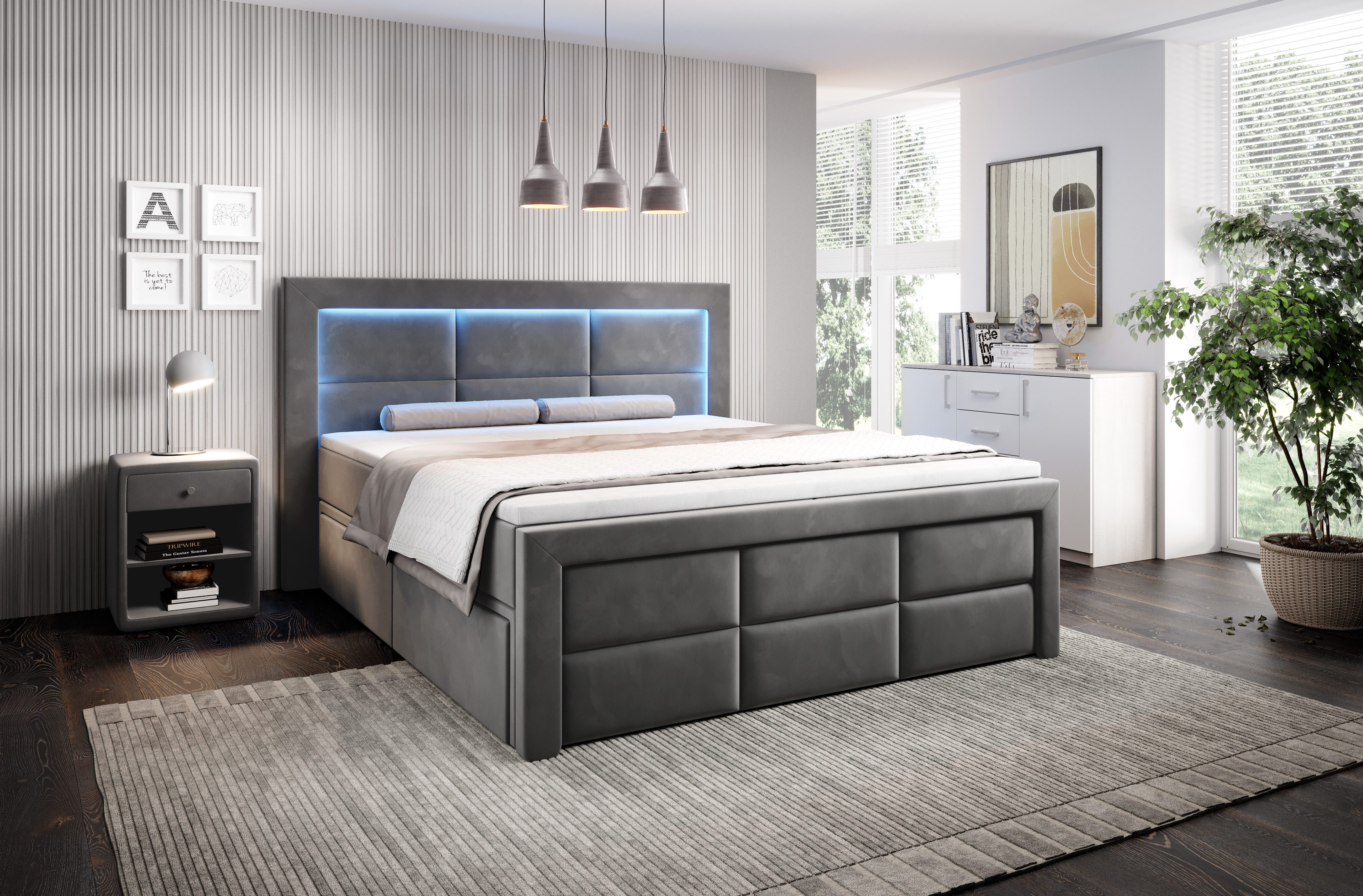 PROMETO Möbel Boxspringbett Schlafbett mit 2 Schubladen Bettkasten 180x200c günstig online kaufen