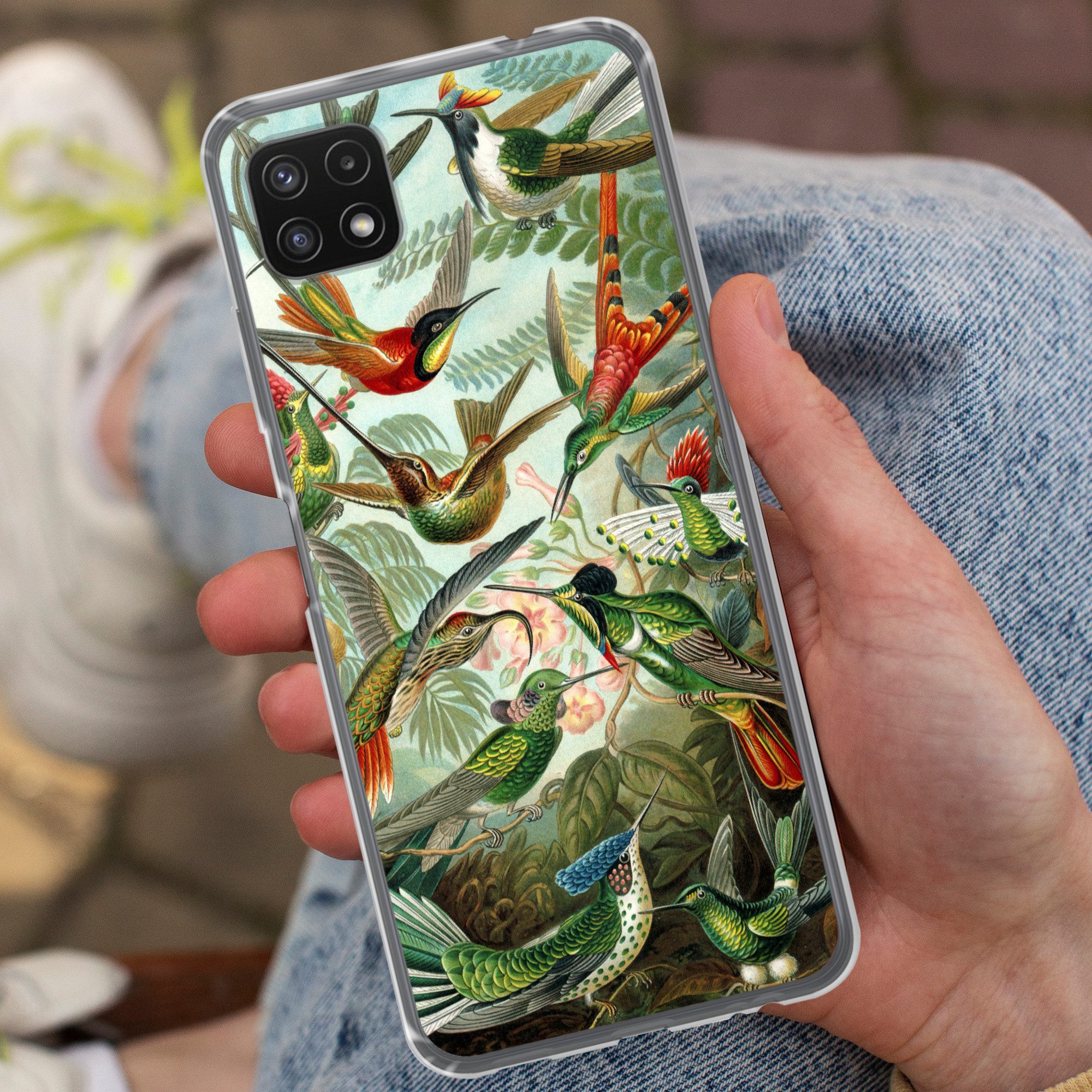 MuchoWow Handyhülle für Samsung Galaxy A22 5G Trochilidae - Alte Meister - Kunst, Smartphone-Bumper, Print, Handy Schutzhülle Dünn