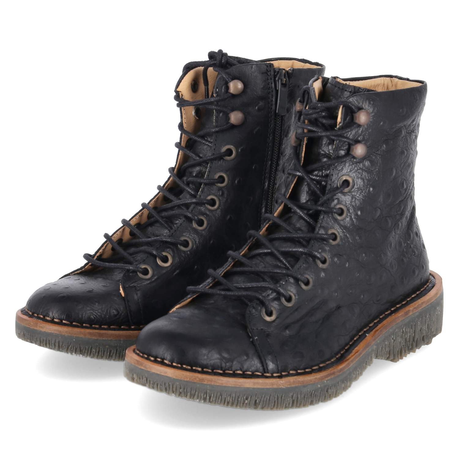 El Naturalista El Naturalista N5572 Ostrich Black Damen Glattleder black Schnürstiefel