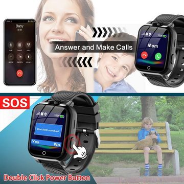DDIOYIUR Smartwatch (1,44 Zoll, SIM-Karte), Kinder Kind Uhr Telefon Touchscreen mit Musik Player Recorder SOS