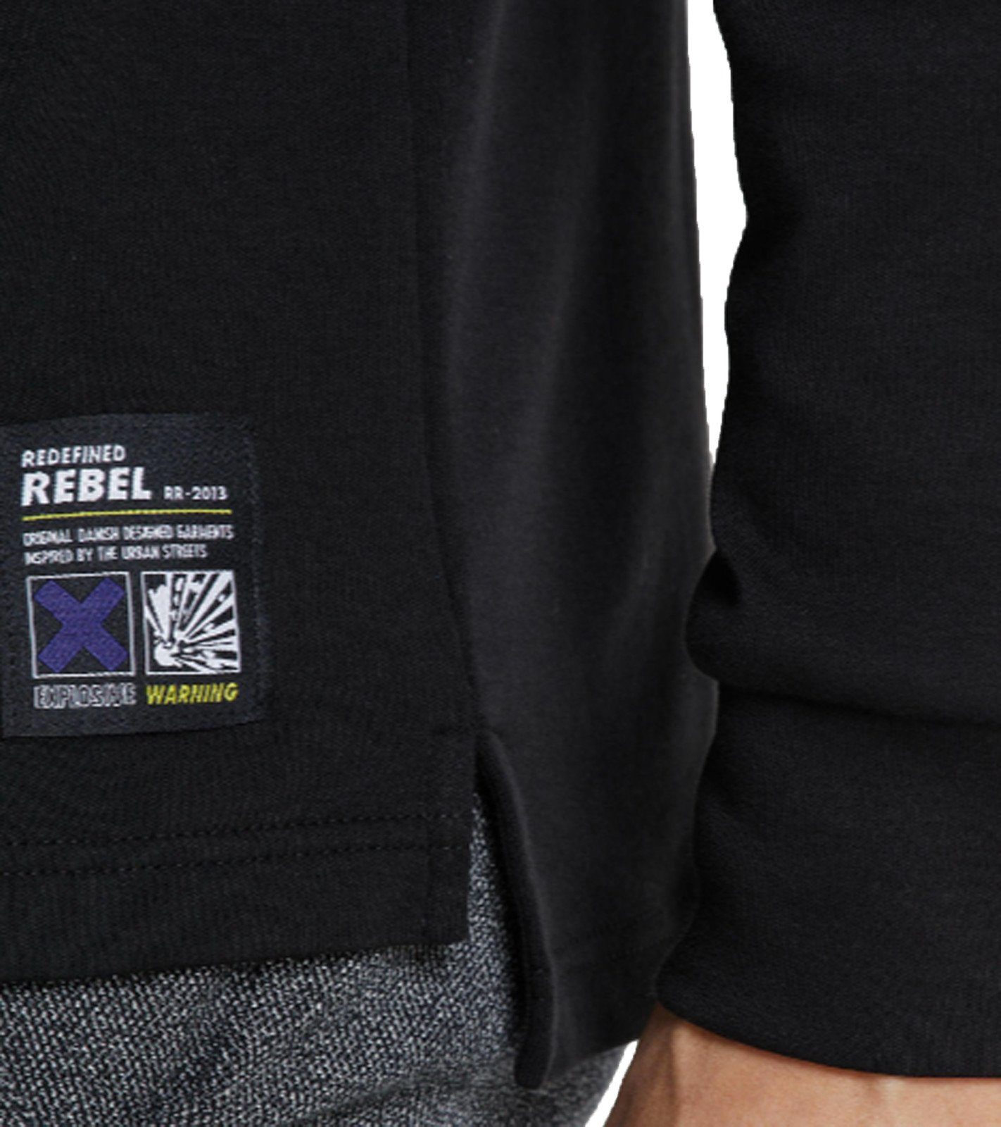 Shirt hohem Hartley Kragen nachhaltiges 201006 REDEFINED Schwarz Longsleeve Langarmshirt Herren REBEL mit REDEFINED REBEL Sweater