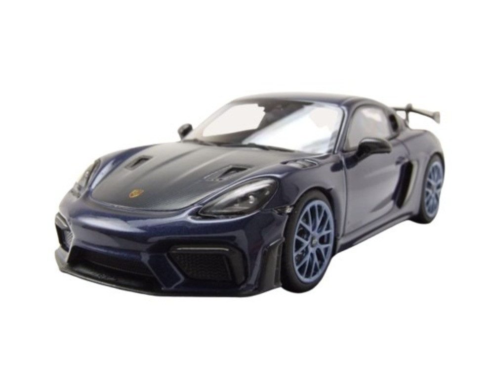 Minichamps Modellauto Porsche Cayman GT4 RS 2021 dunkelblau blaue Felgen, Maßstab 1:43