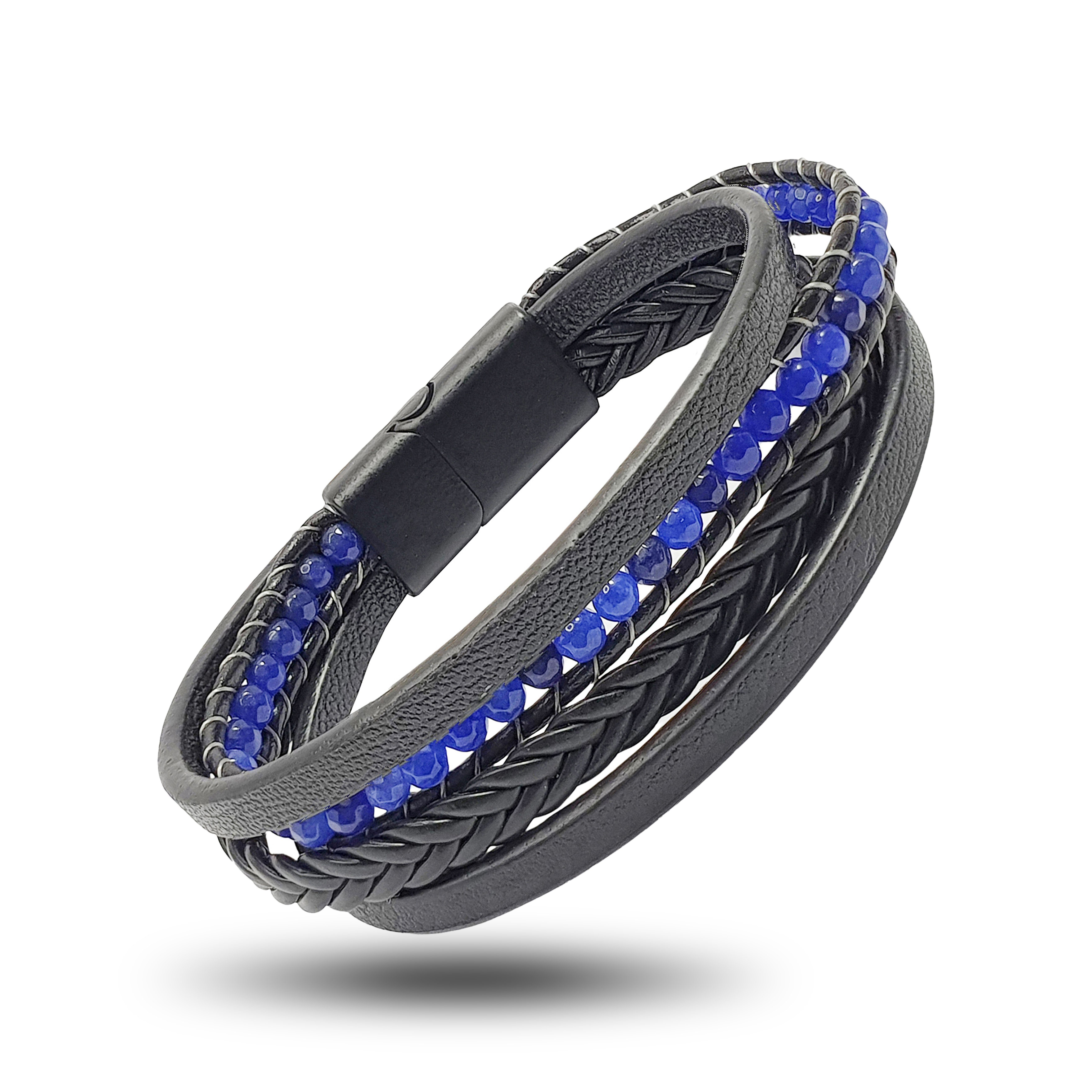 Lederarmband Herren Lederarmband mit Achat Perlen