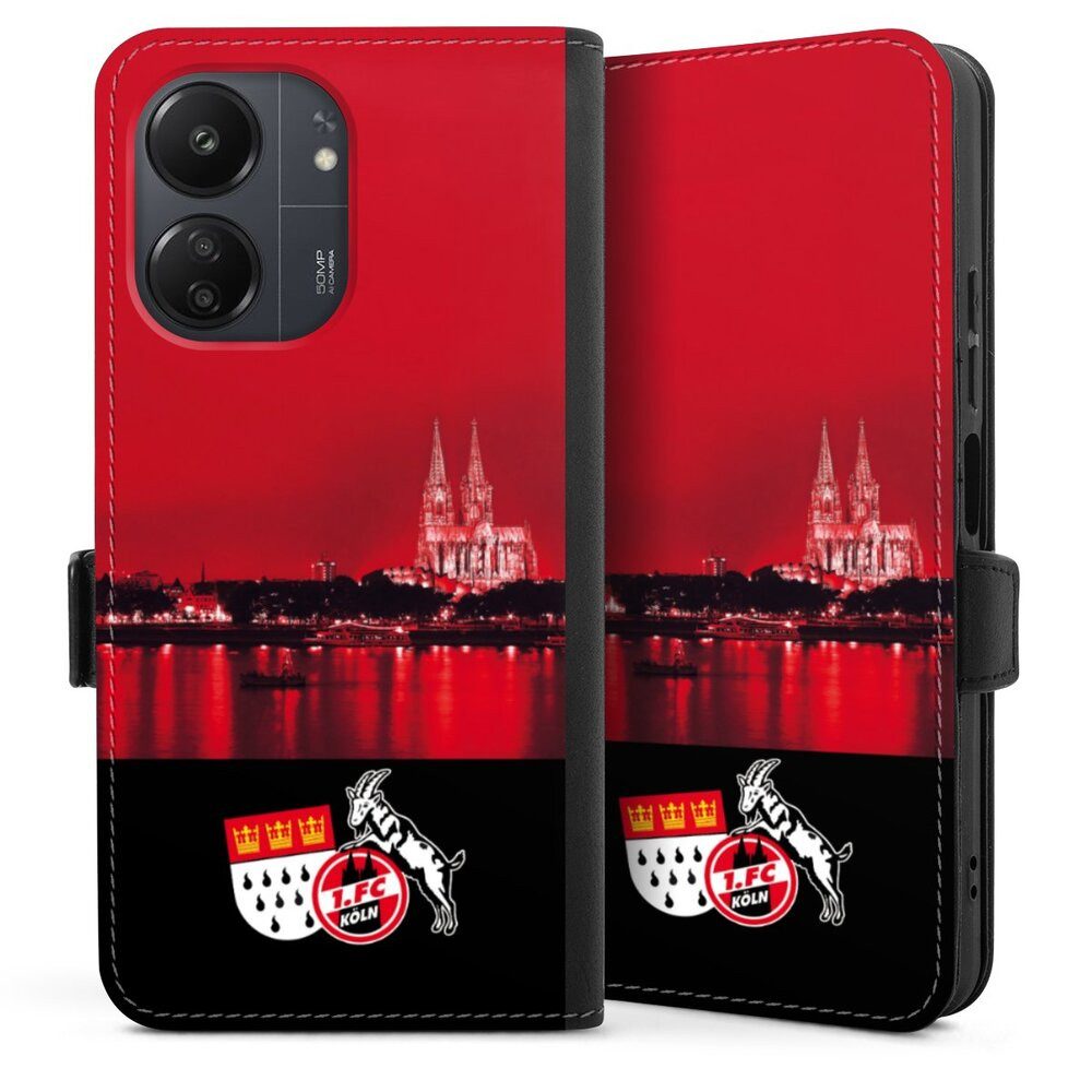 DeinDesign Handyhülle Skyline 1. FC Köln Offizielles Lizenzprodukt Skyline Köln Rot, Xiaomi Redmi 13C 4G Hülle Handy Flip Case Wallet Cover