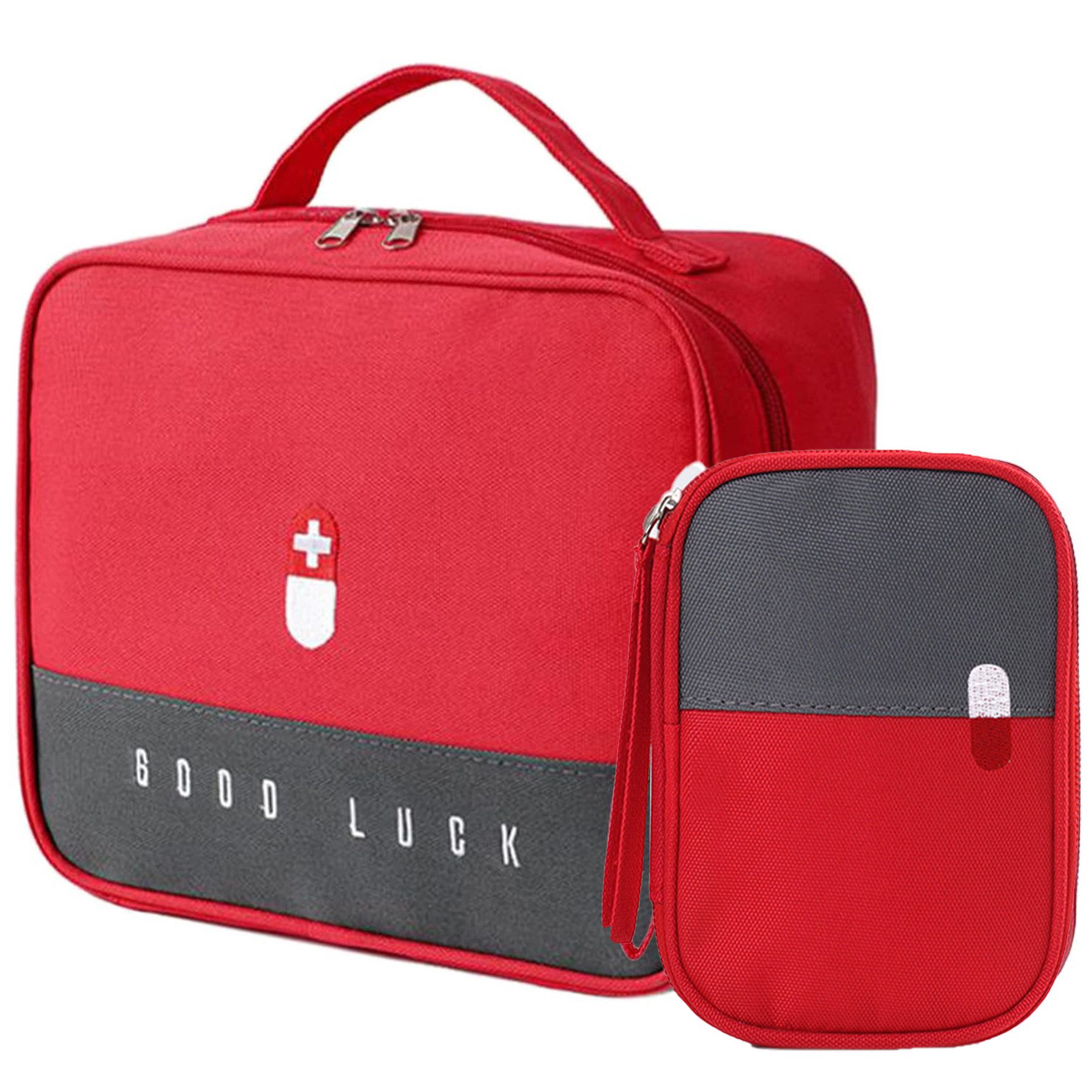 Mutig Arzttasche 2er Medikamententasche,Große & Klein Medikamententasche Reise (tragbare Medizintaschen,Große Kapazität, Wasserdicht,Tragbar Medizin, feuchtigkeitsbeständig Medizin Aufbewahrungstasche,tragbar), Reiseapotheke Tasche für Schule,Reisen, Camping und Wandern-mehrfarbig