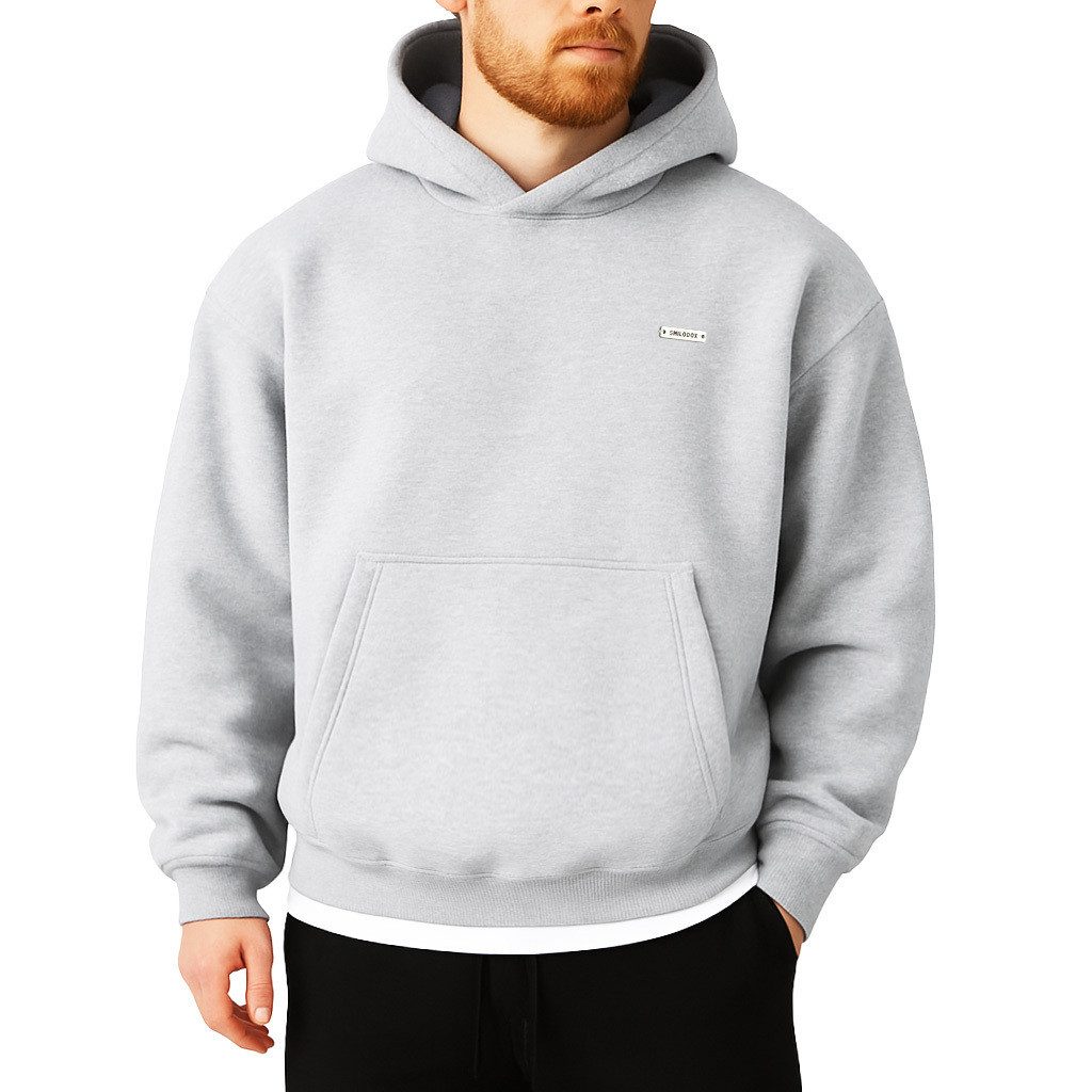 Smilodox Hoodie Dawson, Hochwertiger Kapuzenpullover im Oversize Fit, Sweatshirt Sweater Lässig Kängerutasche Metallabel hoher Baumwollanteil