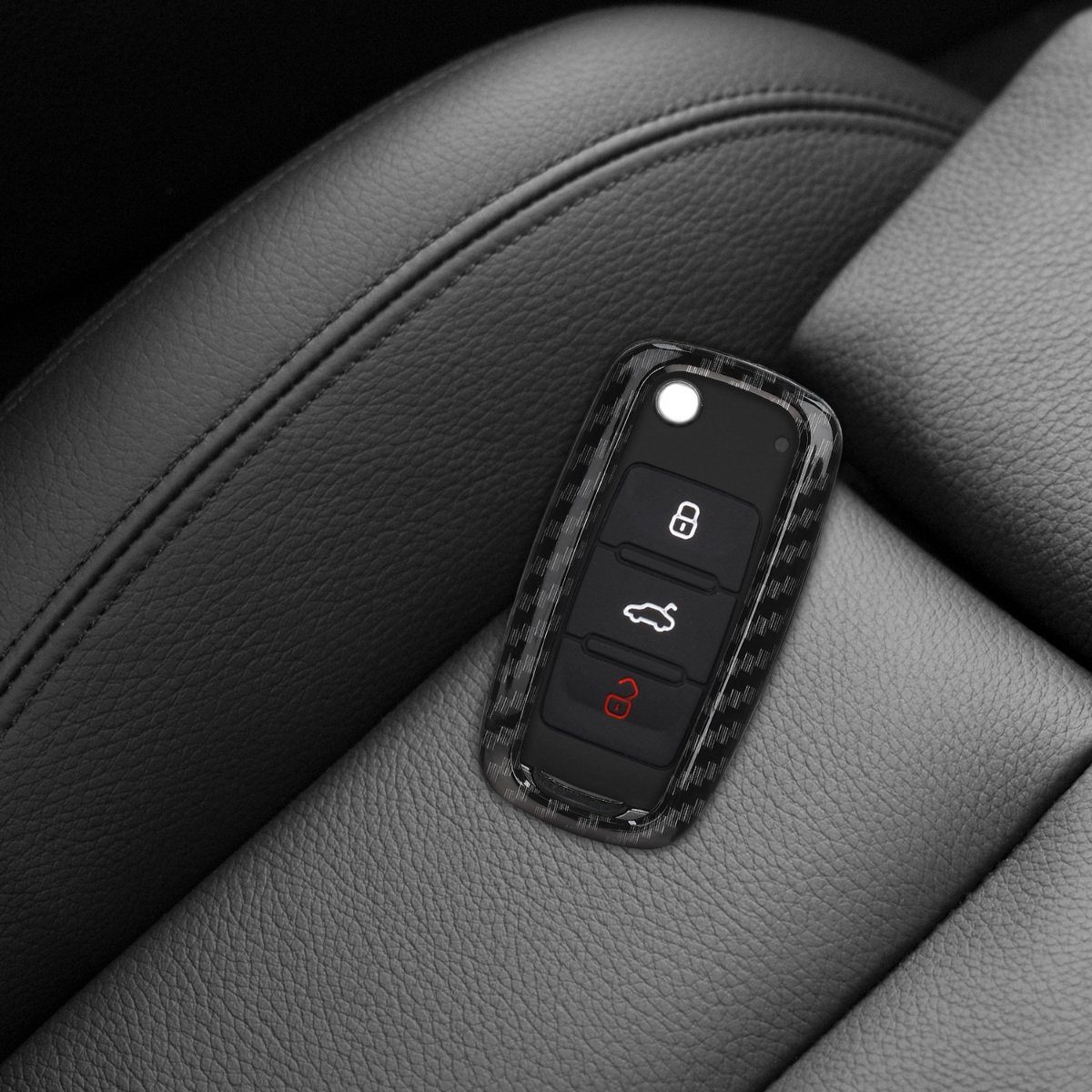 Hardcover Schlüsseltasche Schutzhülle Schlüsselhülle Autoschlüssel kwmobile Seat, VW Hülle Skoda Schwarz für