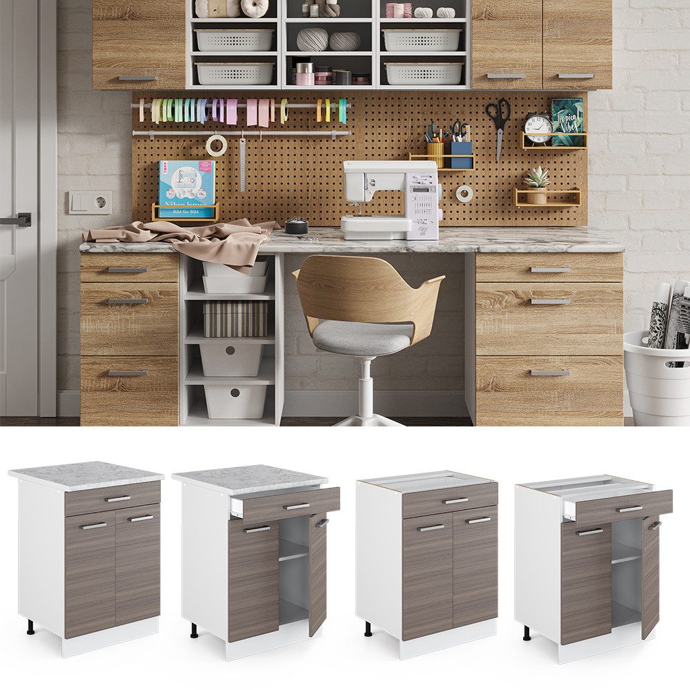 Vicco Schranksystem R-Line, Grau/Weiß, 60 cm günstig online kaufen