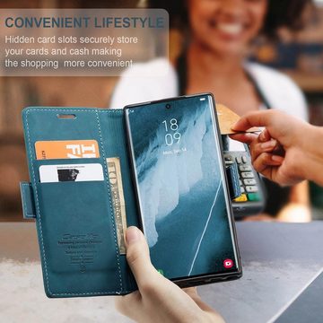 Wörleonline Handyhülle für Samsung Galaxy S24 Ultra Schutzhülle, mit Magnetverschluss und 2 Kartenfächern, Klapptasche