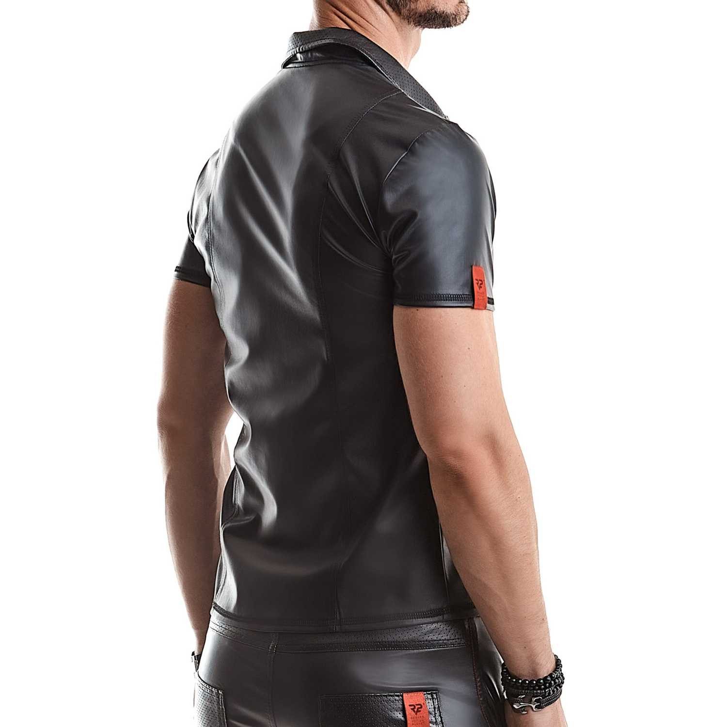 Regnes Fetish Planet Kurzarmhemd Remo Polo Shirt Wetlook mit Reißverschluß günstig online kaufen