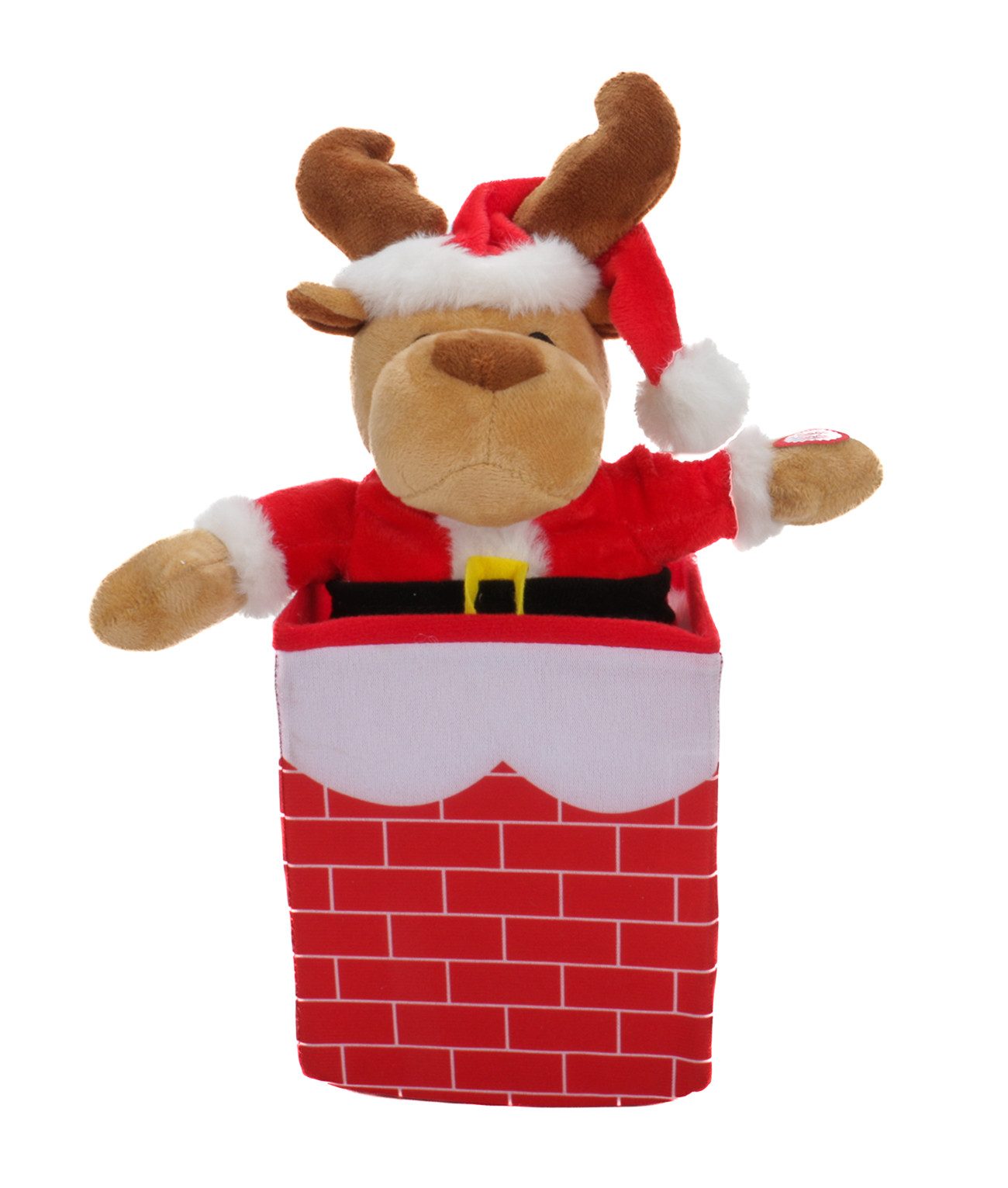 Bubble-Store Weihnachtsfigur Weihnachtselch im Kamin (Elch bewegt sich auf und ab, singt zu Merry Christmas), Weihnachtselch Figur mit Weihnachtsmusik, Weihnachten, Dekofigur