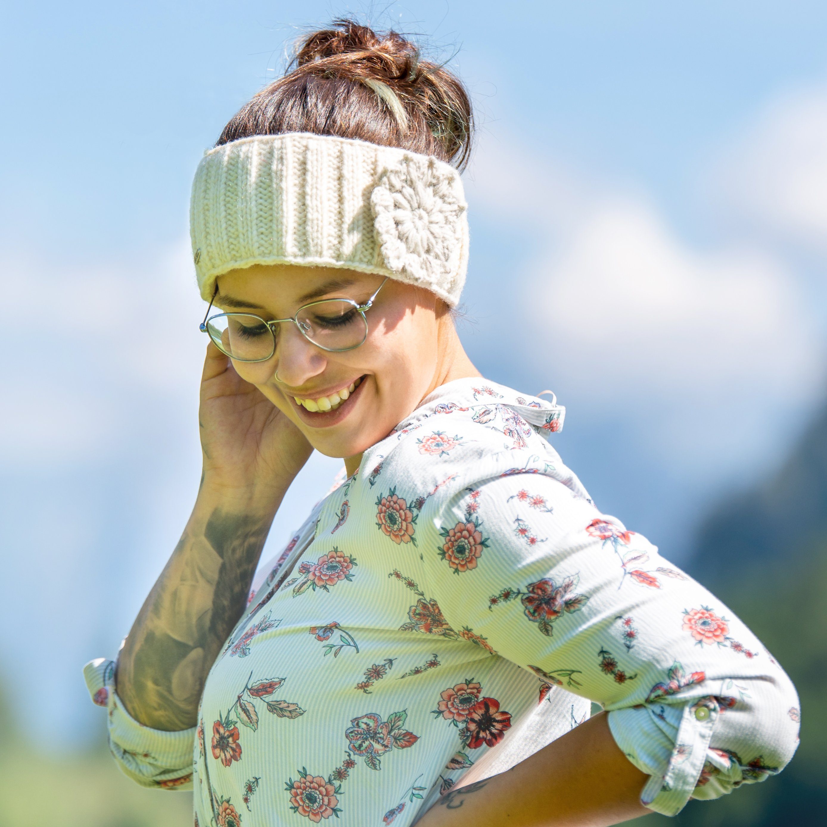 Weiss Stirnband Kristin Fleece, mit hoher McRon gefüttert Schurwollanteil Modell