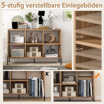 COSTWAY Bücherregal, mit 6 Fächern & verstellbaren Regalen, 120x35x79,5cm