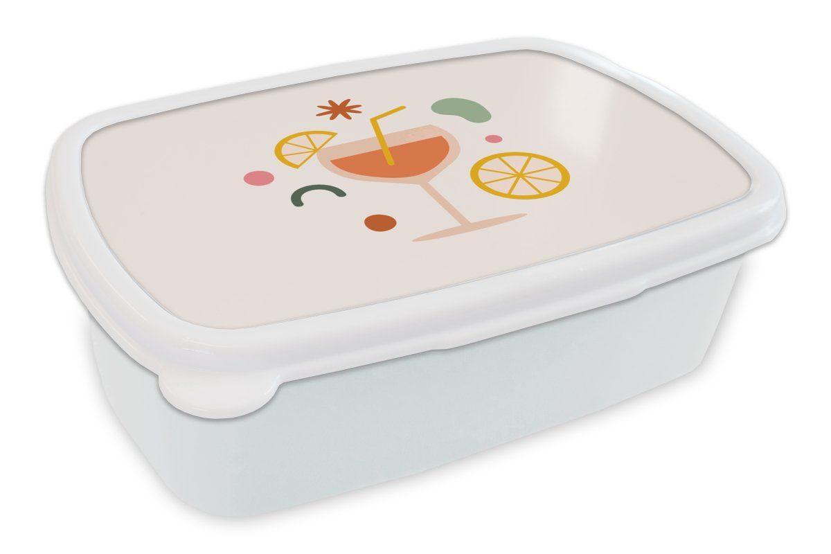 MuchoWow Lunchbox Cocktail - Abstrakt - Sommer, Kunststoff, (2-tlg), Brotbox für Kinder und Erwachsene, Brotdose, für Jungs und Mädchen weiß