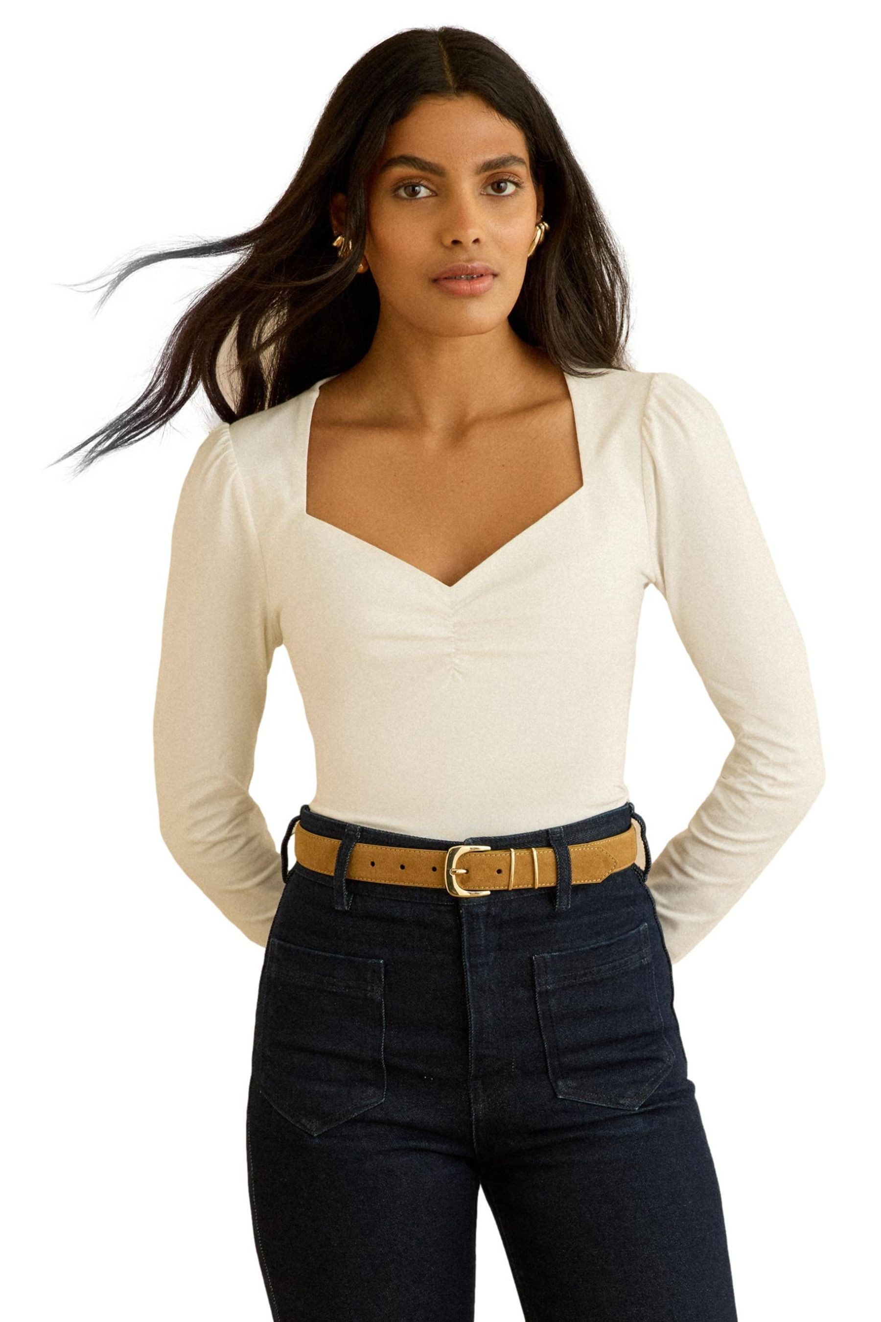 Love & Roses Langarmbluse Love & Roses Oberteil mit Sweetheart-Ausschnitt ( günstig online kaufen