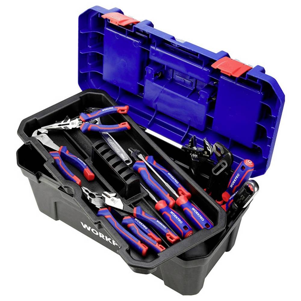 WorkPro Werkzeugkoffer WP283002 507 x 254 x259 mm Werkzeugkasten unbestückt Blau, Schwarz