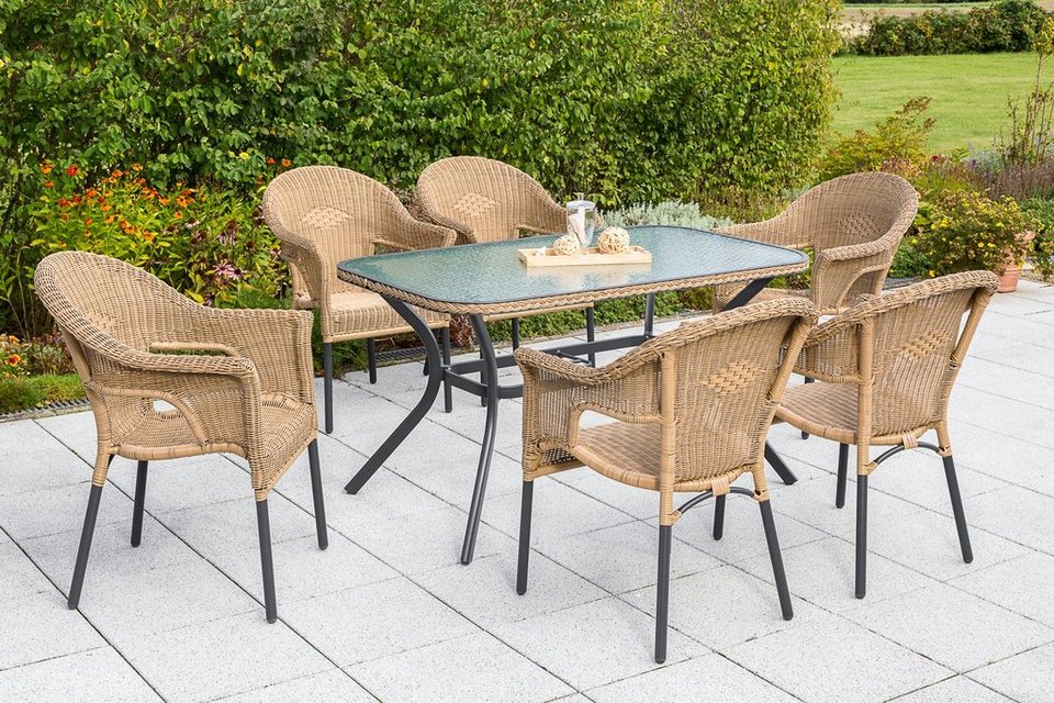 MERXX Garten-Essgruppe Ravenna, Tisch mit 5 mm Sicherheitsglasplatte