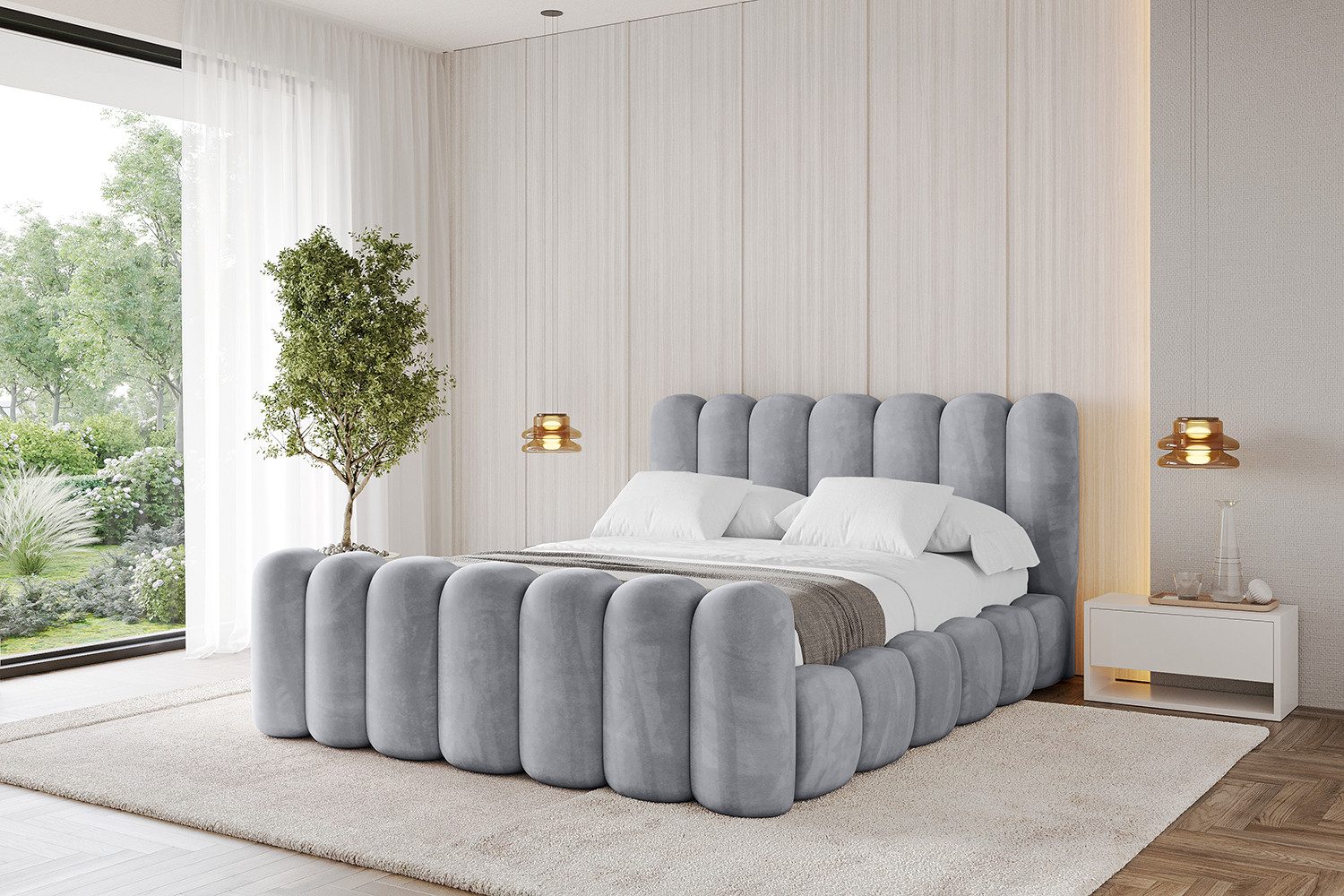 ALTDECOR Polsterbett SENA-Z (Polsterbett mit Bettkasten und Lattenrost, Boxbett ohne Matratze), Doppelbett mit Stauraum, Bett mit Kopfteil