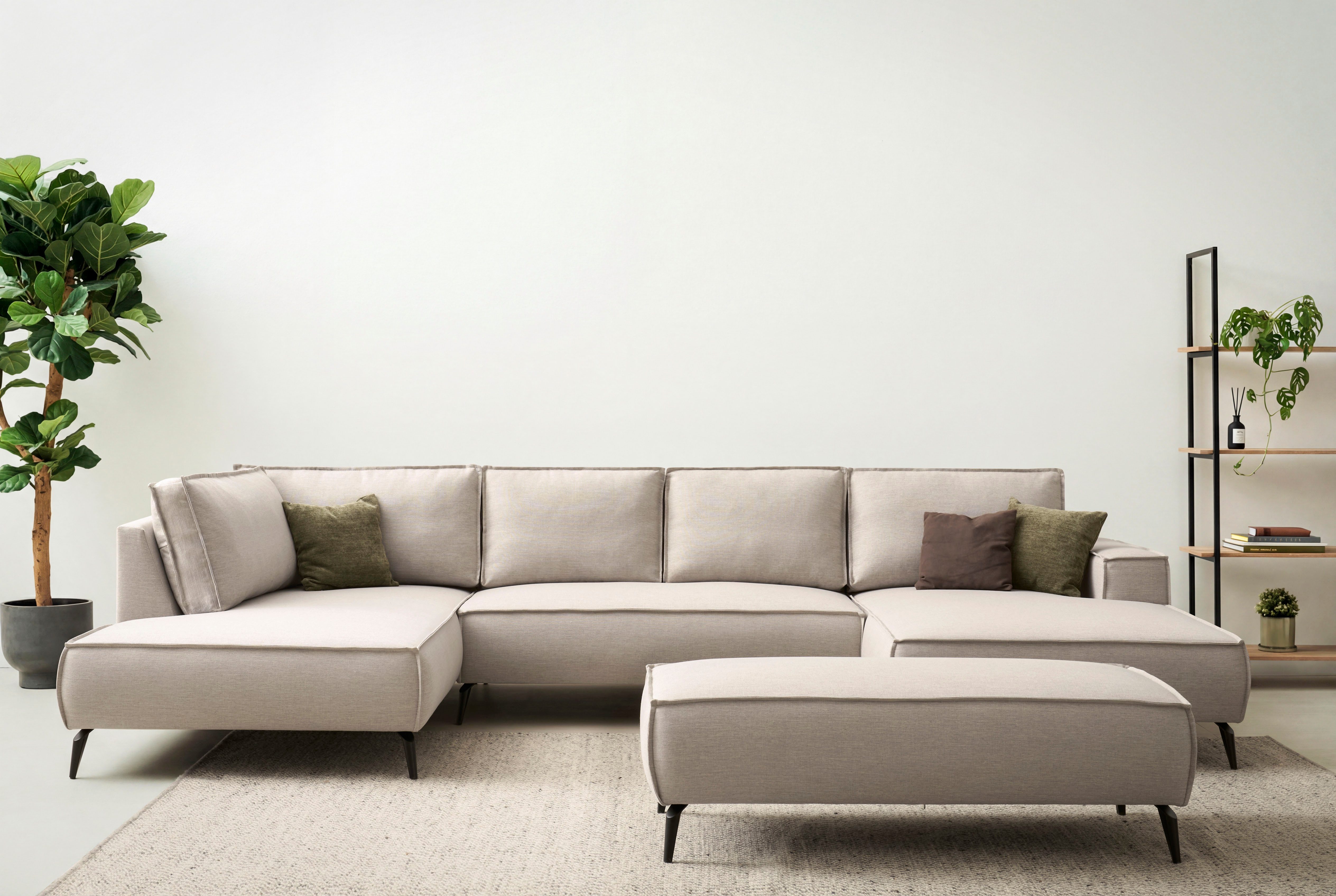Home affaire Wohnlandschaft TVINNU, Set 2 Teile, Recamiere rechts/links, stellbar zum Schlafsofa (Krokodilverbinder)