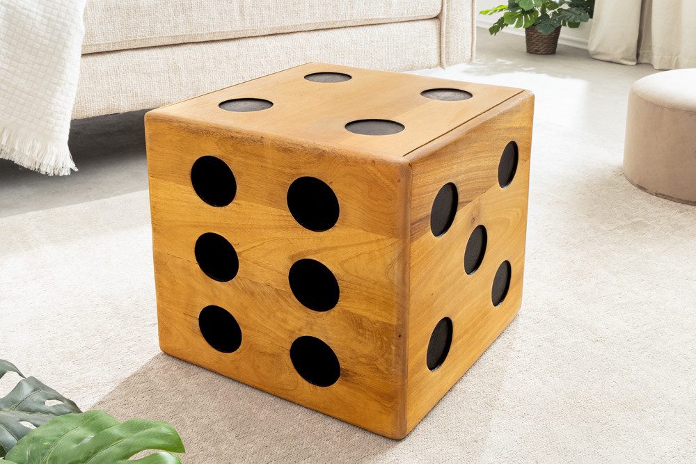 riess-ambiente Beistelltisch CUBE 40cm natur – stapelbar, Massivholz, Sitzhocker (Einzelartikel, 1-St), würfelförmiger Holztisch mit Stapelfunktion – ideal fürs Wohnzimmer