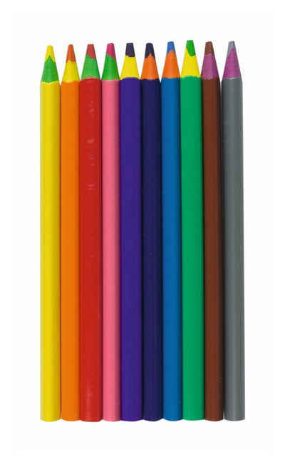 Stylex Schreibwaren Buntstift 10 dicke Jumbo Dreikant-Buntstifte / 10 verschiedene Farben