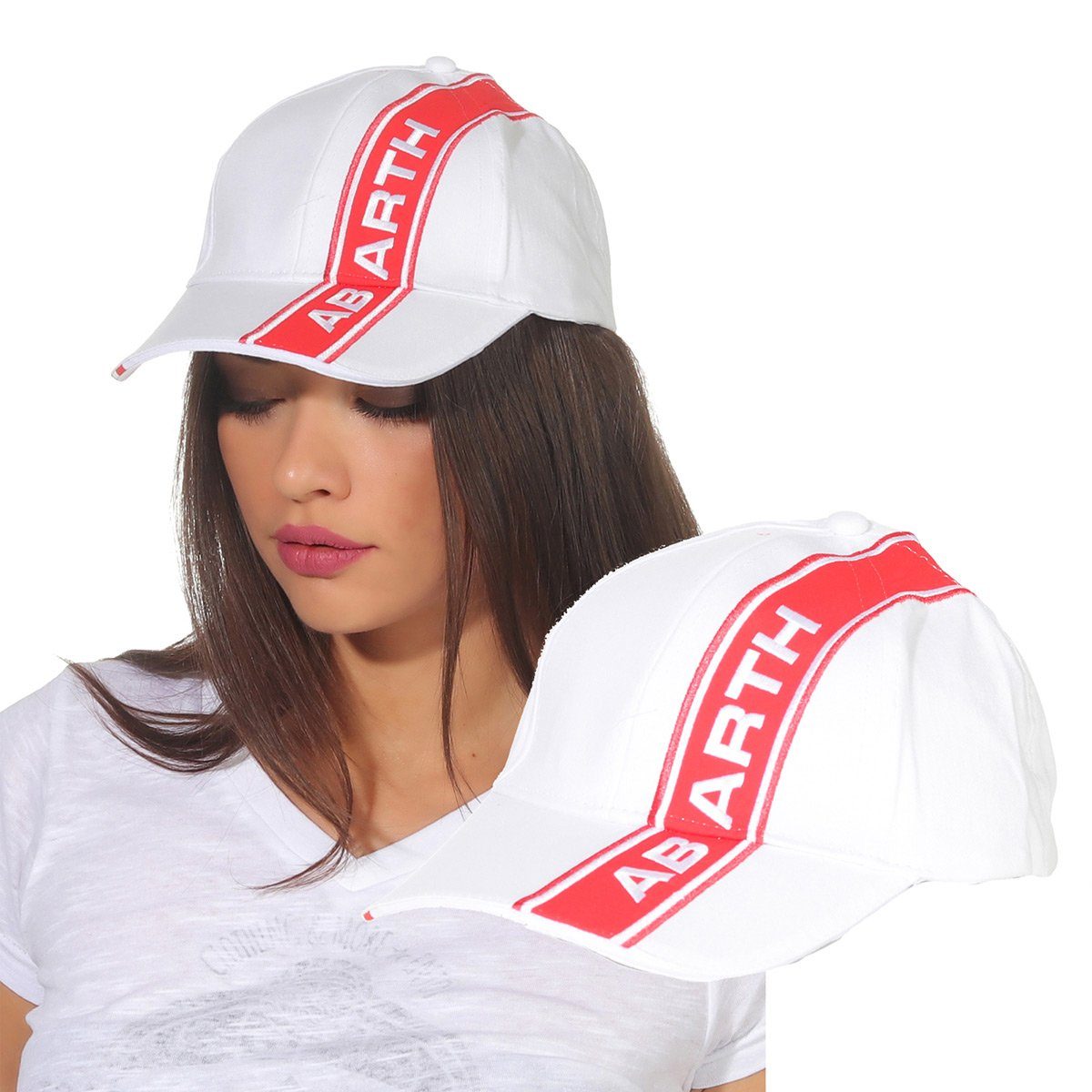 - Markenwarenshop-Style Schildmütze Abarth Baseball Mütze Damen Cap Cap Basecap Weiß Kappe