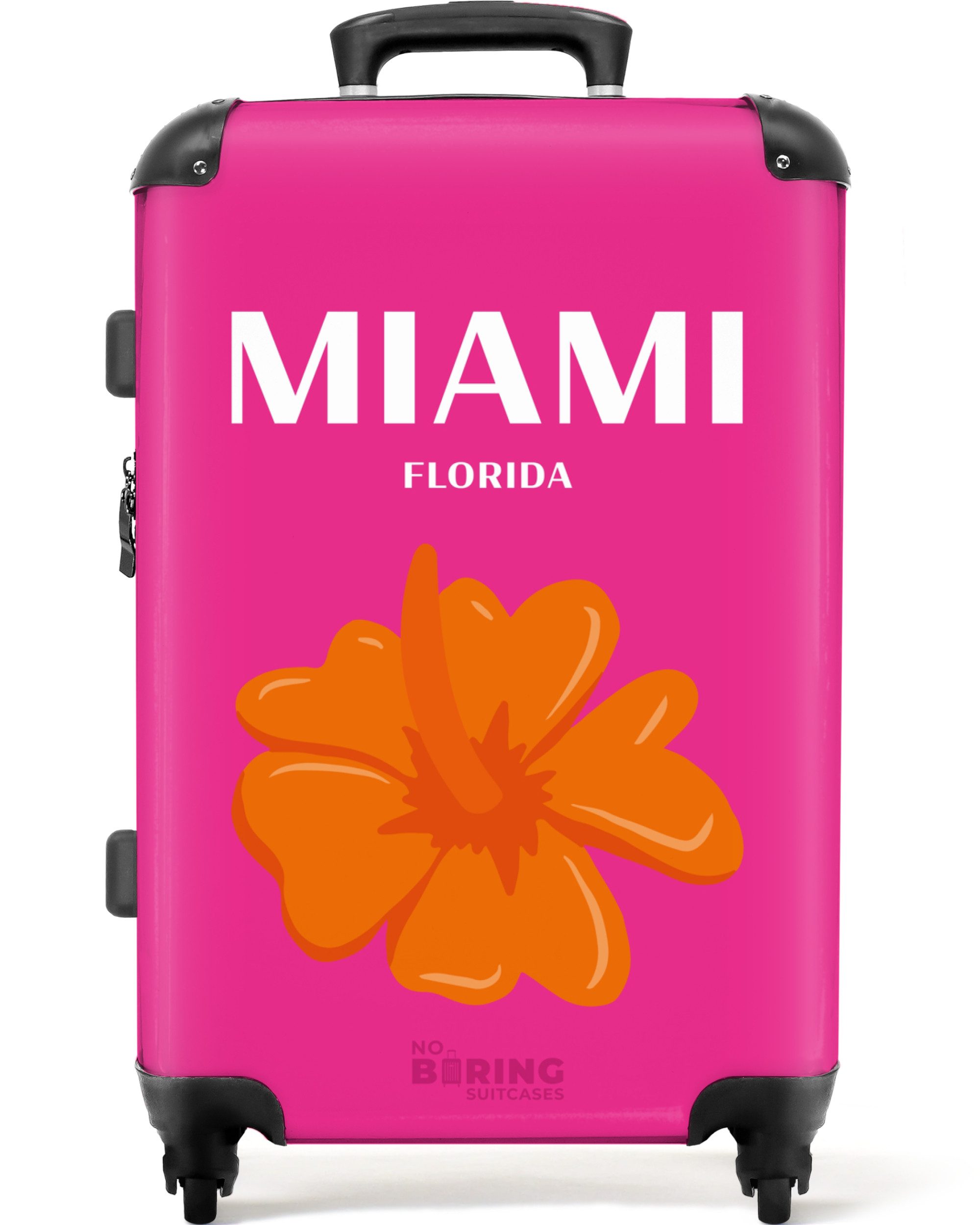 NoBoringSuitcases.com© Hartschalen-Trolley Rosa mit Miami Florida günstig online kaufen